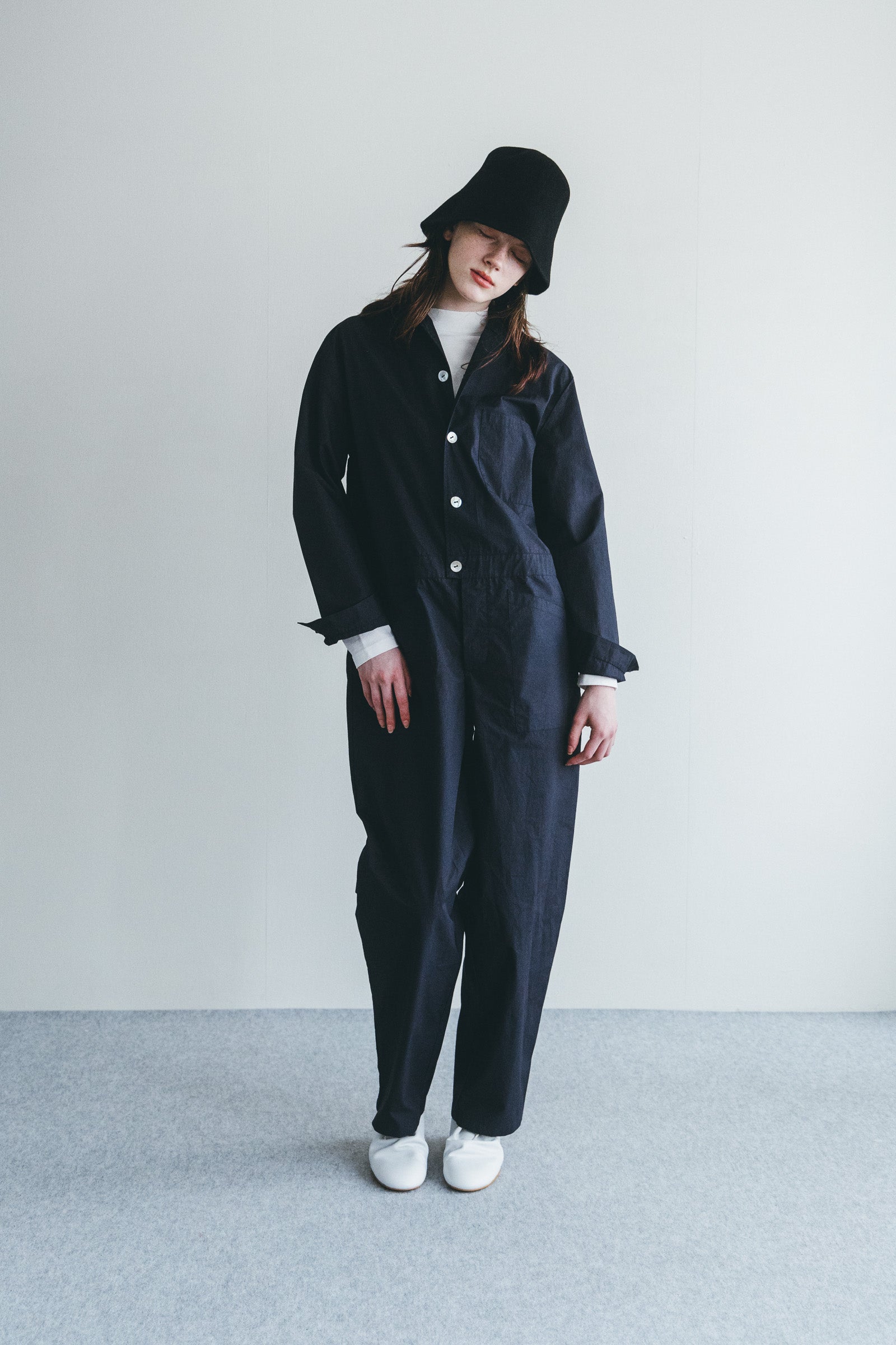 Women Relaxed Fit Buttoned Straight Jumpsuit - Navy