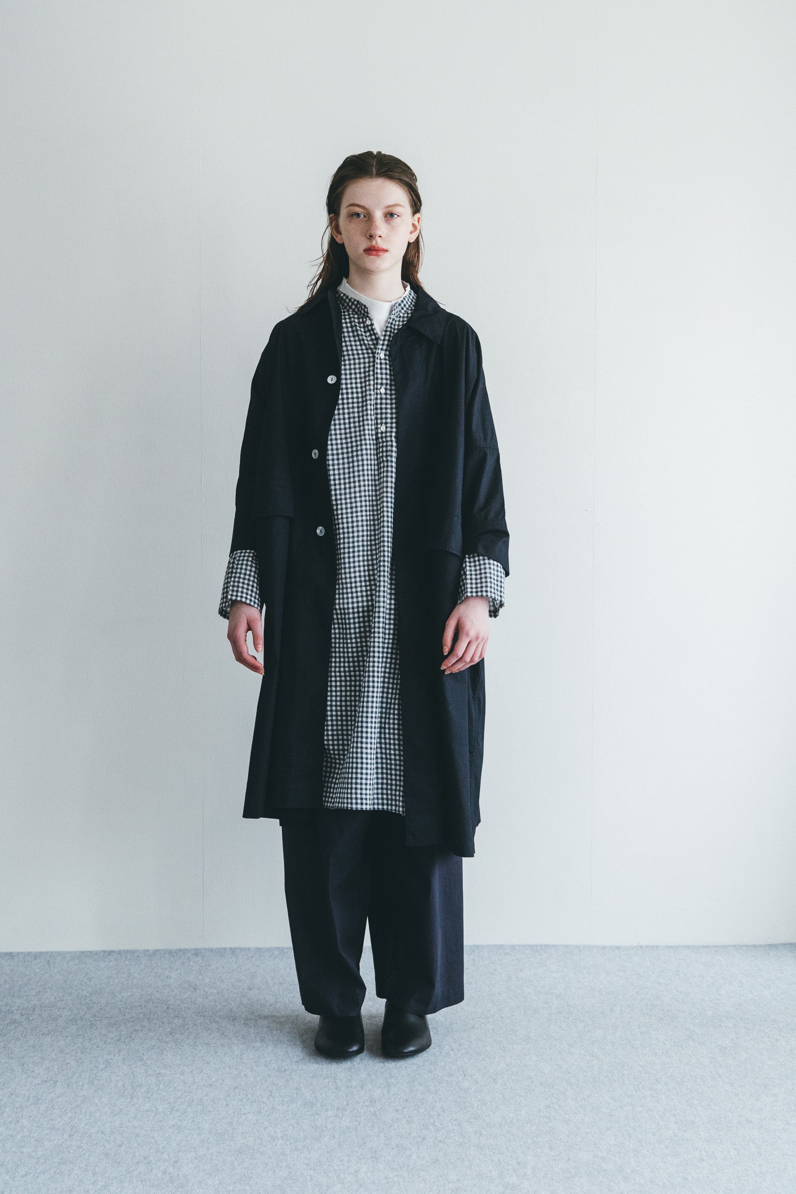 Women Lightweight Cotton Buttoned Long Coat - Navy
