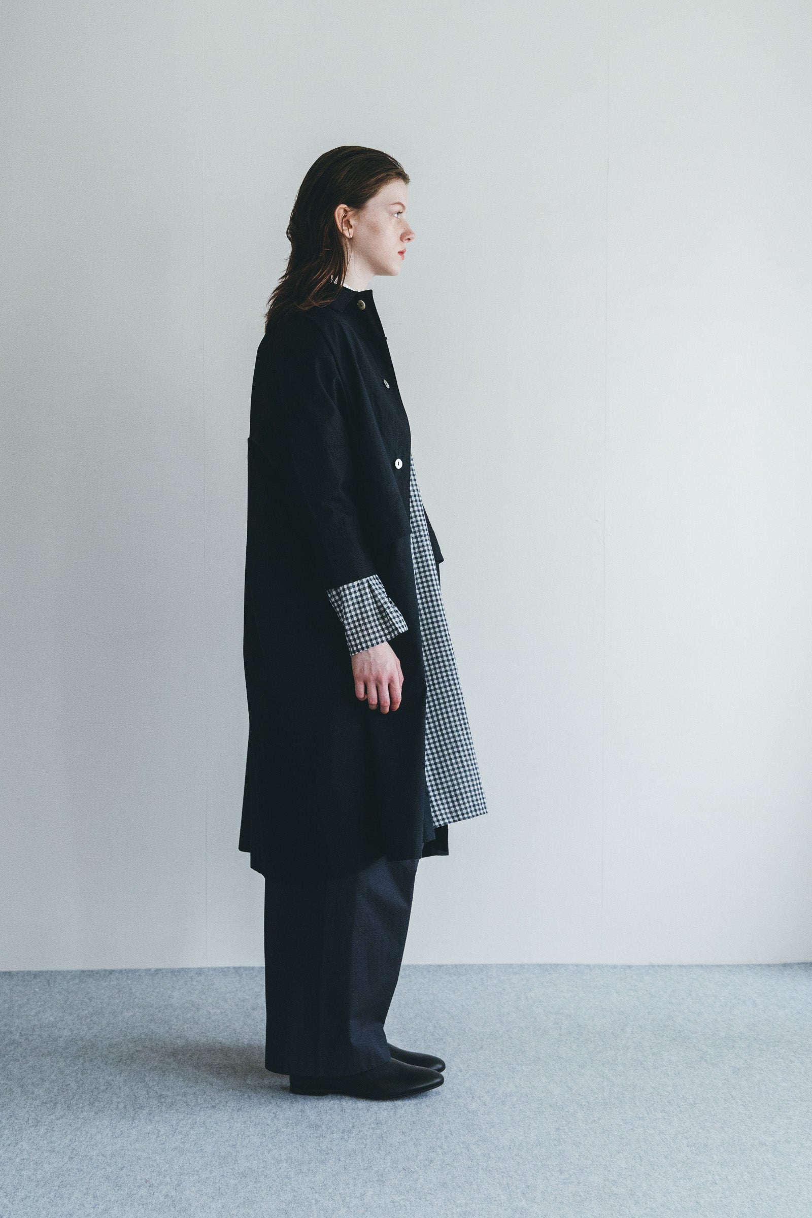 Women Lightweight Cotton Buttoned Long Coat - Navy