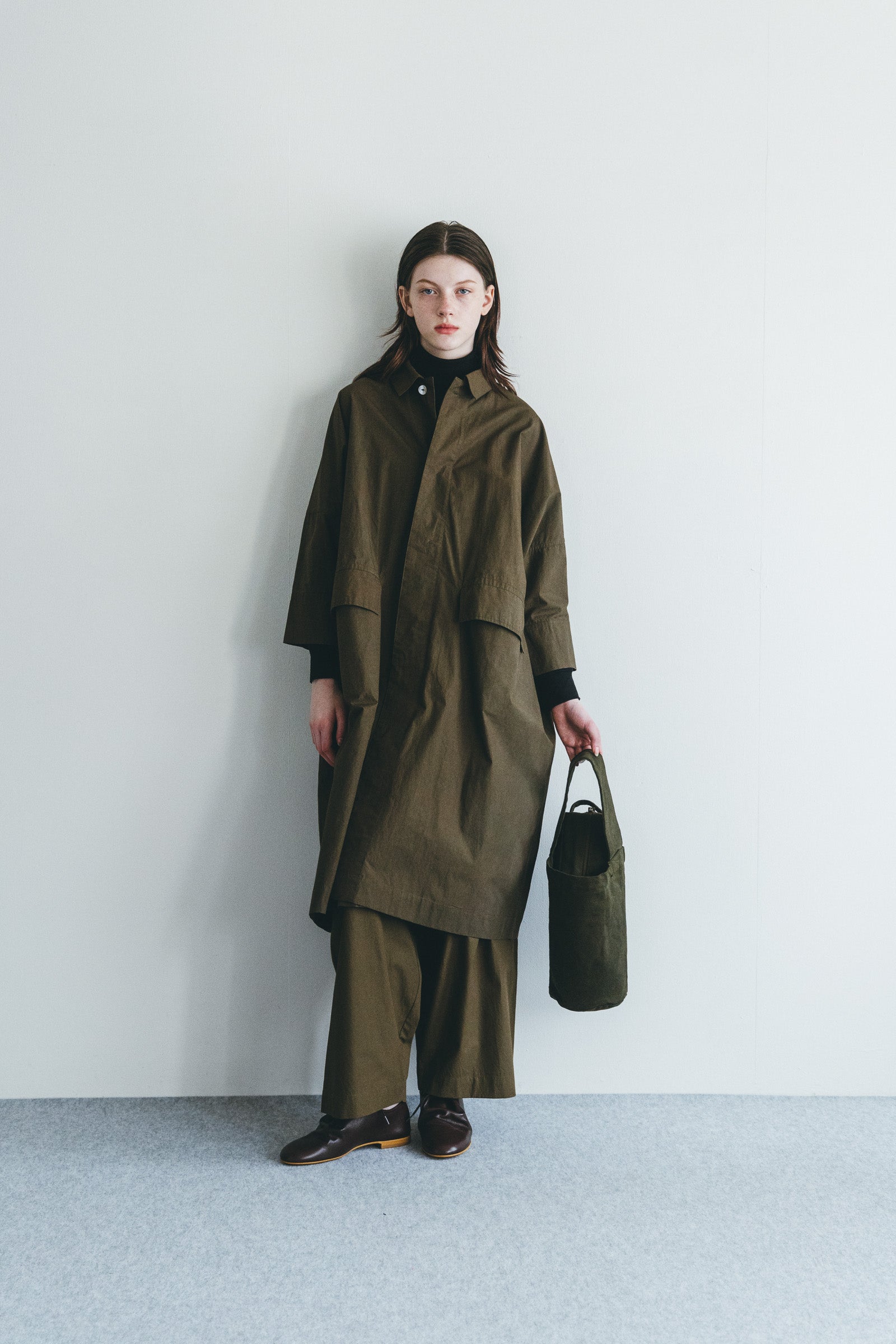 Women Lightweight Cotton Buttoned Long Coat - Khaki