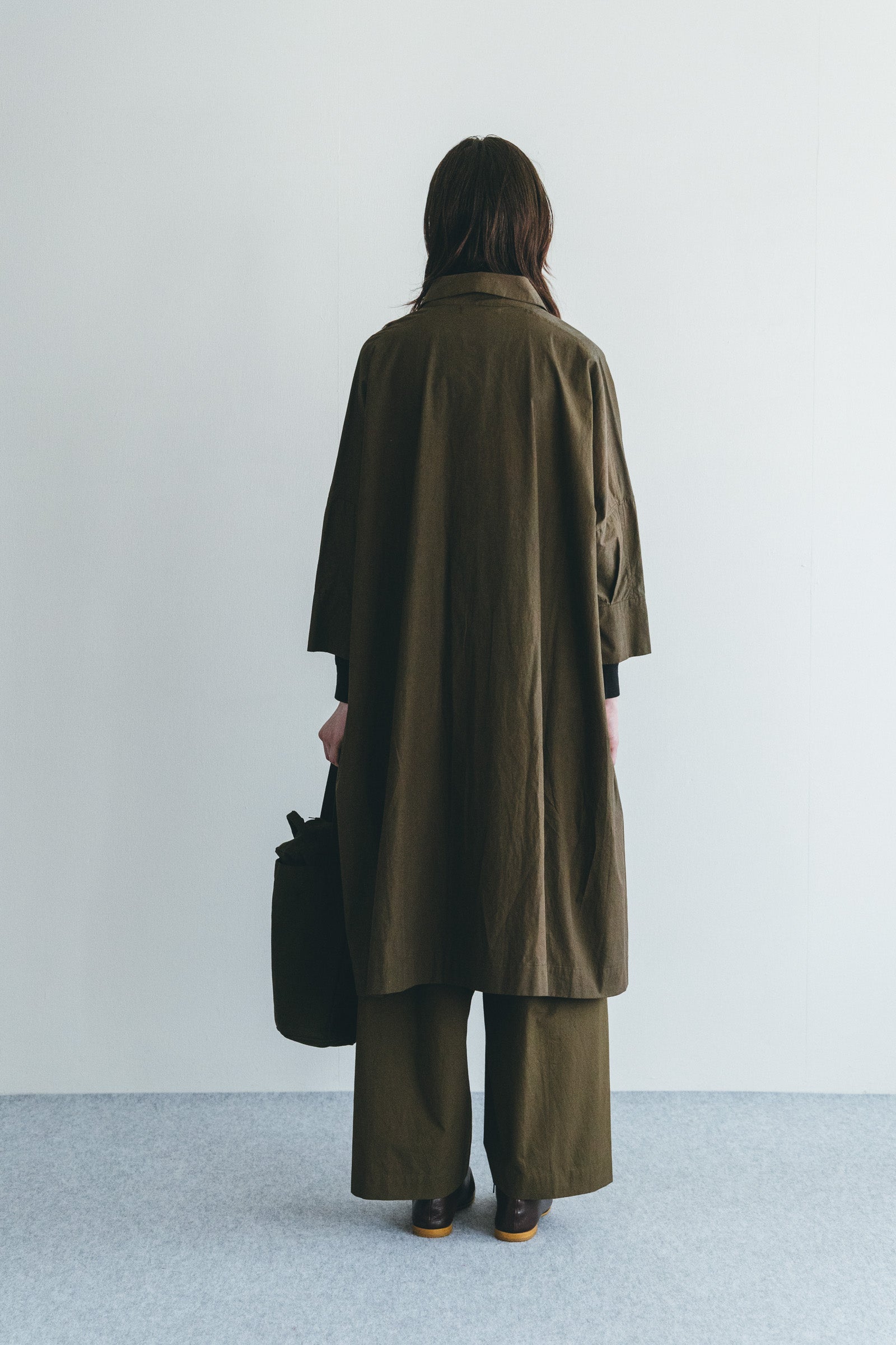 Women Lightweight Cotton Buttoned Long Coat - Khaki