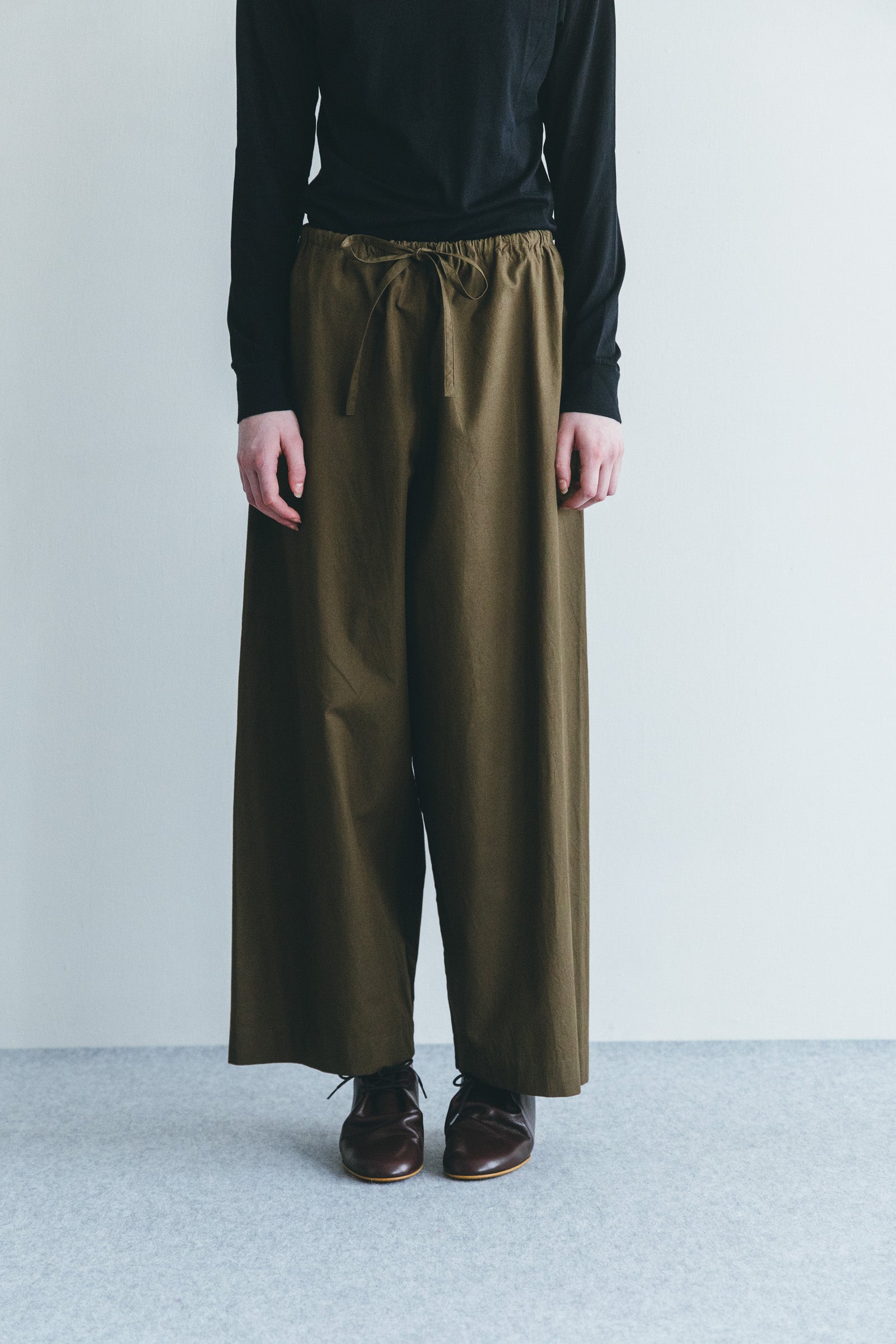 Women Wide Loose Drawstring Pants - Khaki