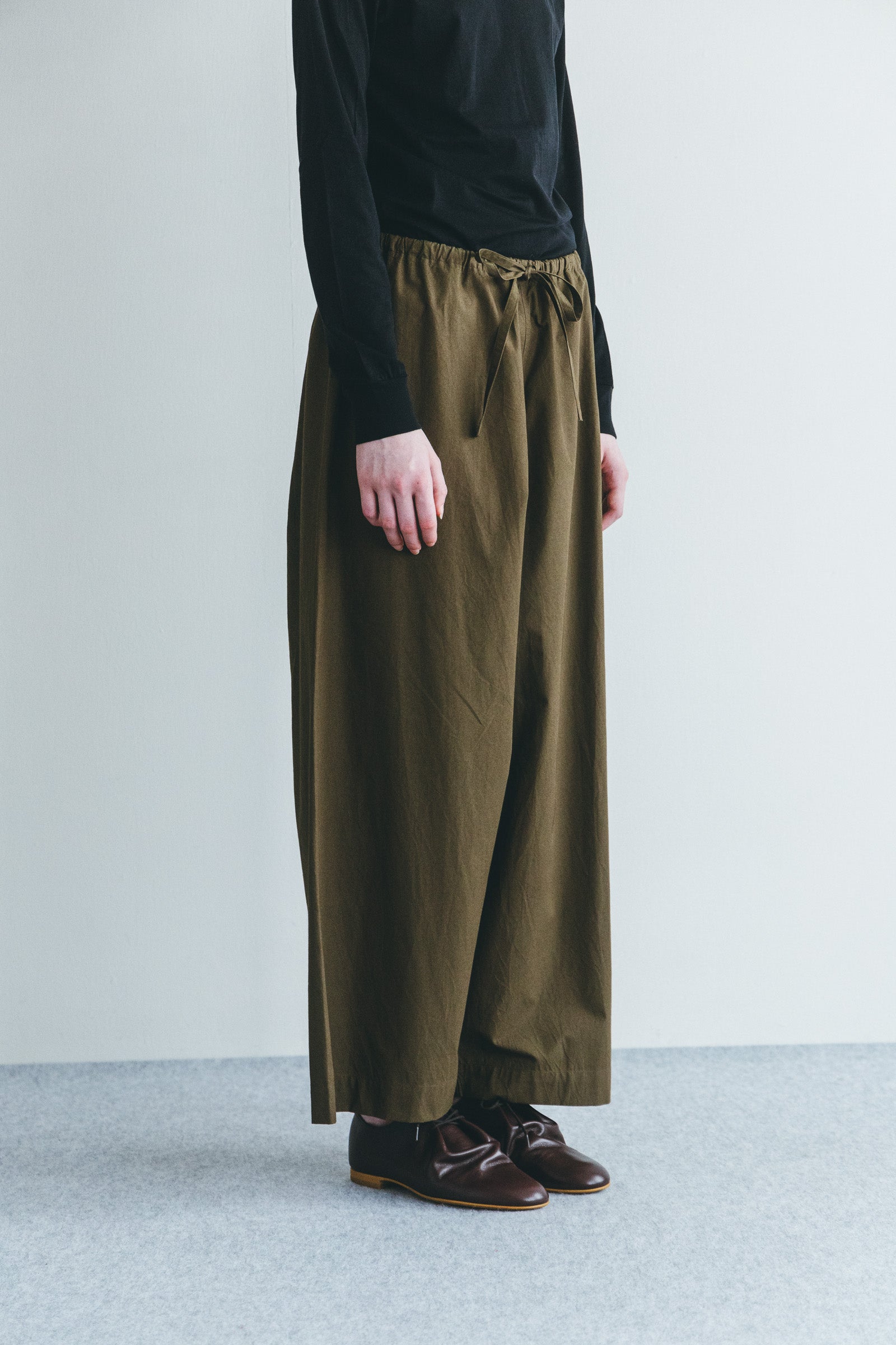 Women Wide Loose Drawstring Pants - Khaki