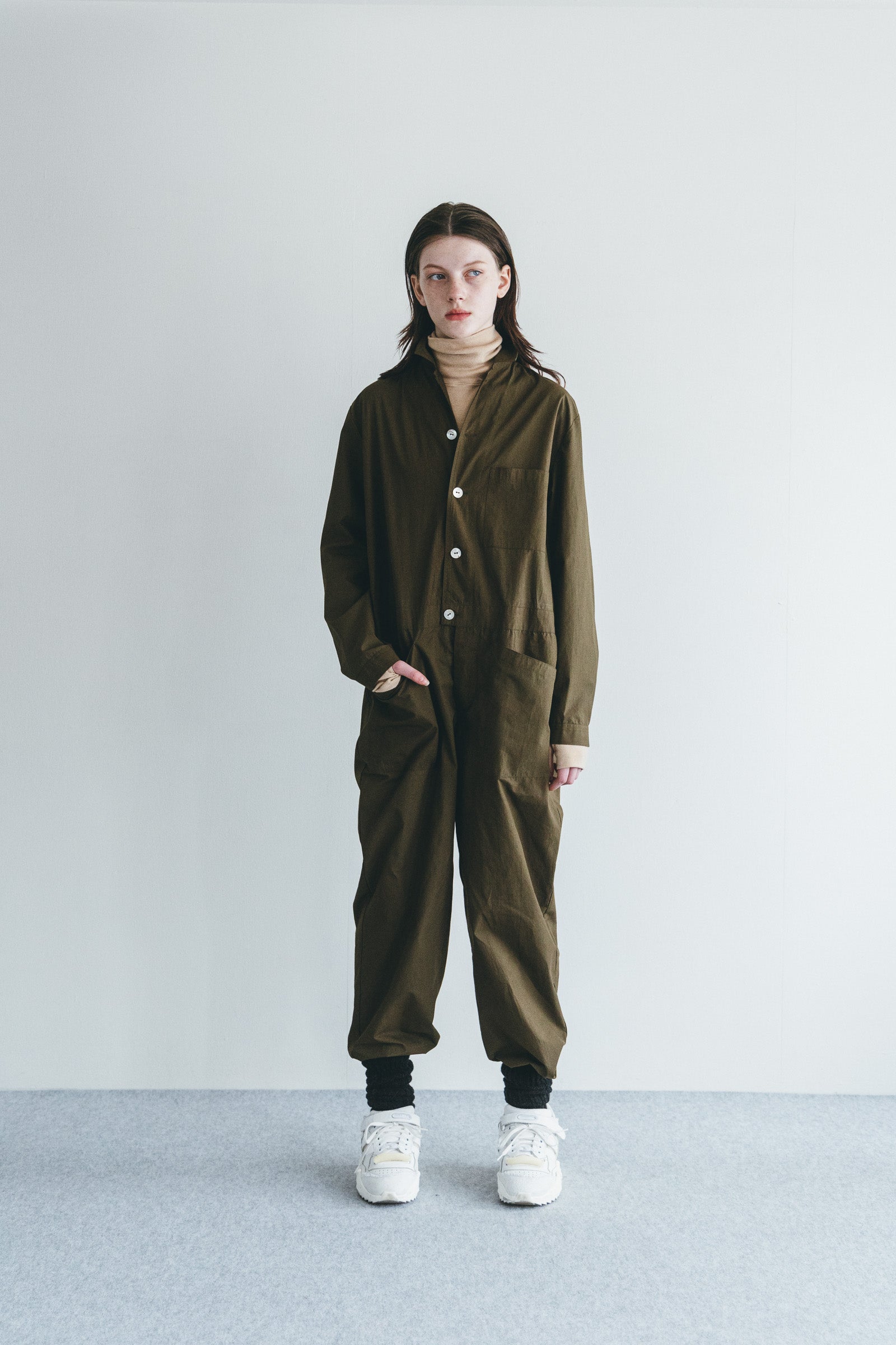 Women Relaxed Fit Buttoned Straight Jumpsuit - Khaki