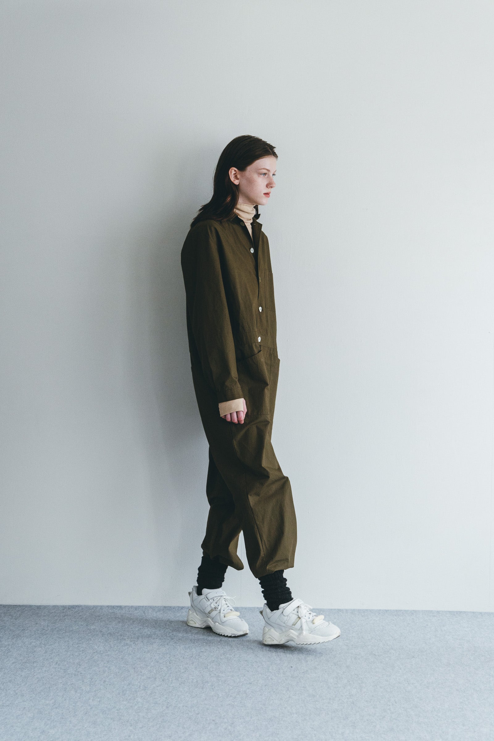 Women Relaxed Fit Buttoned Straight Jumpsuit - Khaki