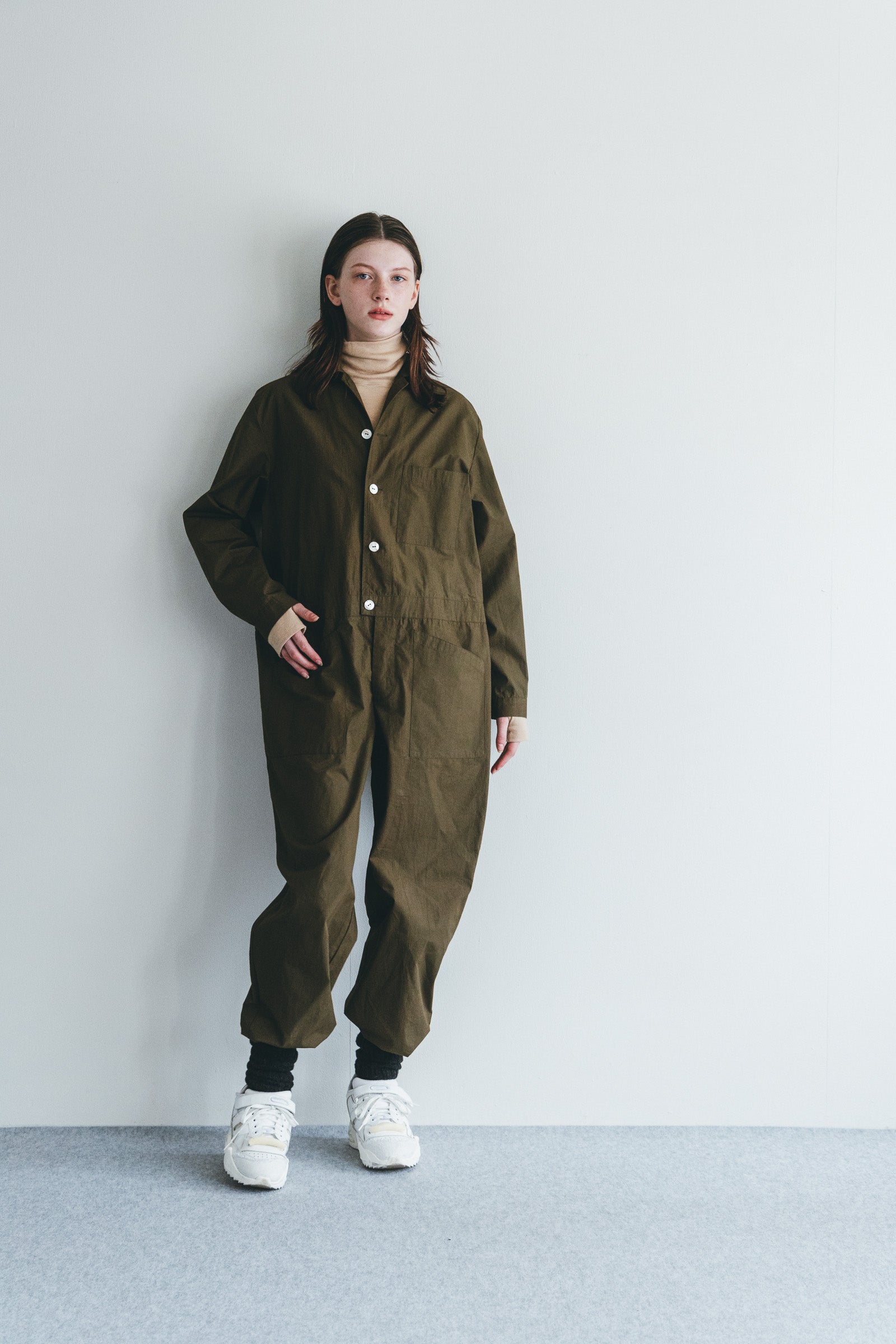 Women Relaxed Fit Buttoned Straight Jumpsuit - Khaki