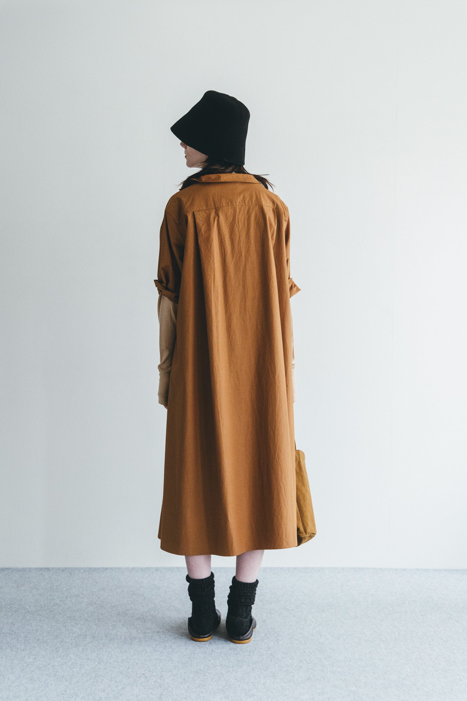 Women Pointed Collar Cotton Long Dress - Amber