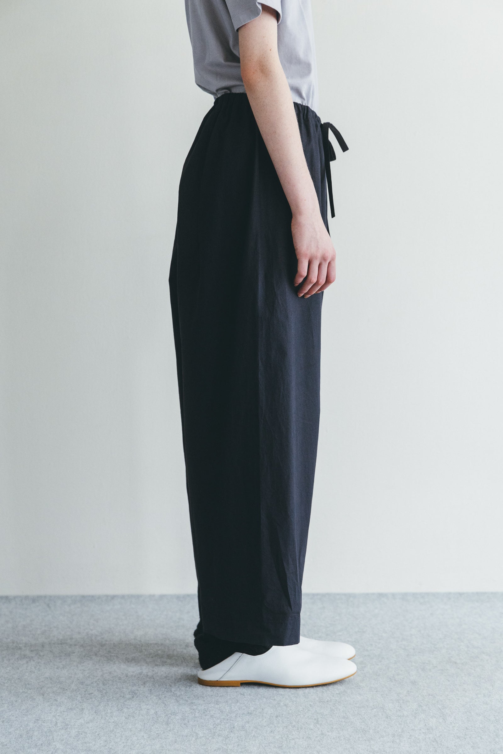 Women Wide Loose Drawstring Pants - Navy