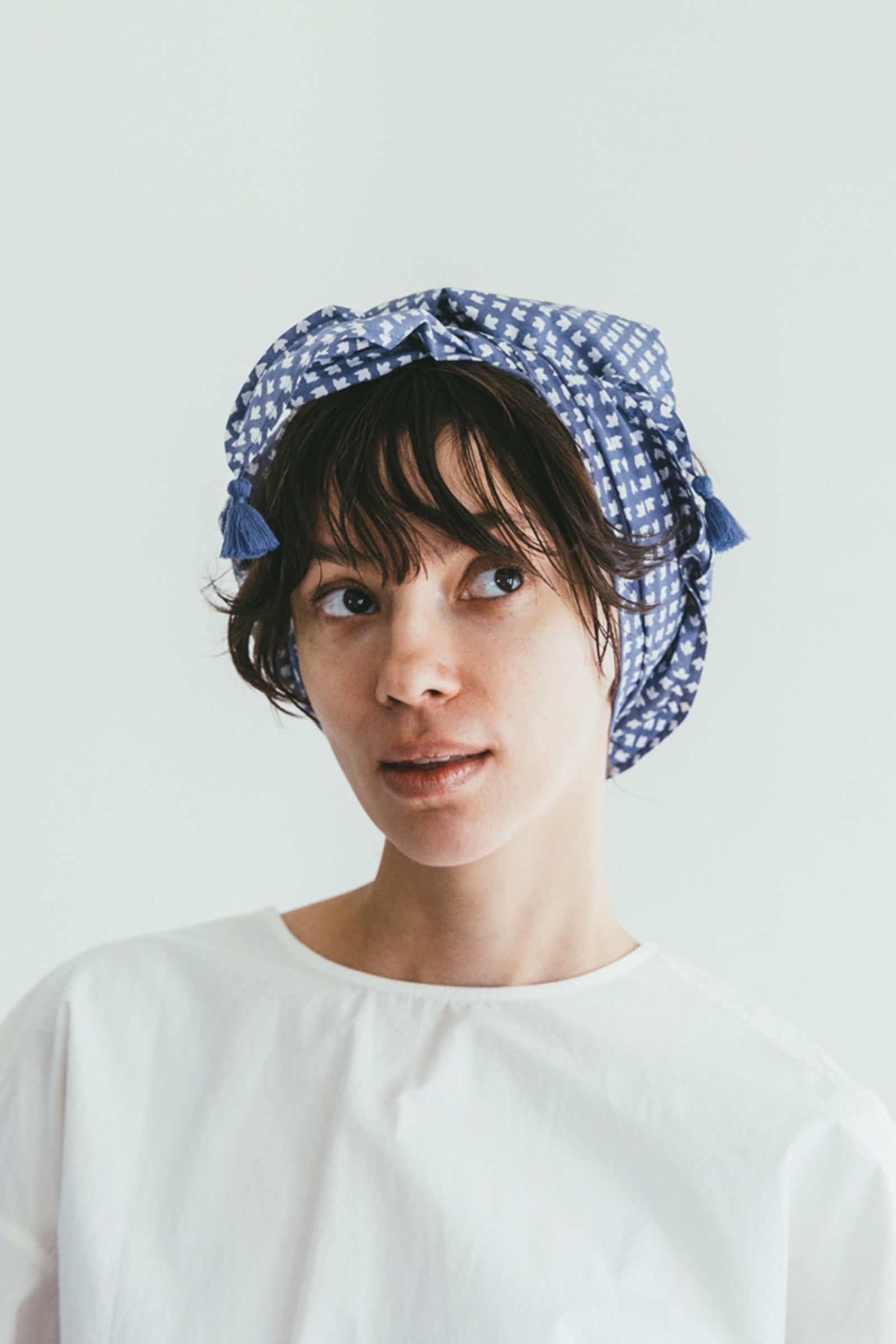 Cotton Square Scarf - Print Blue