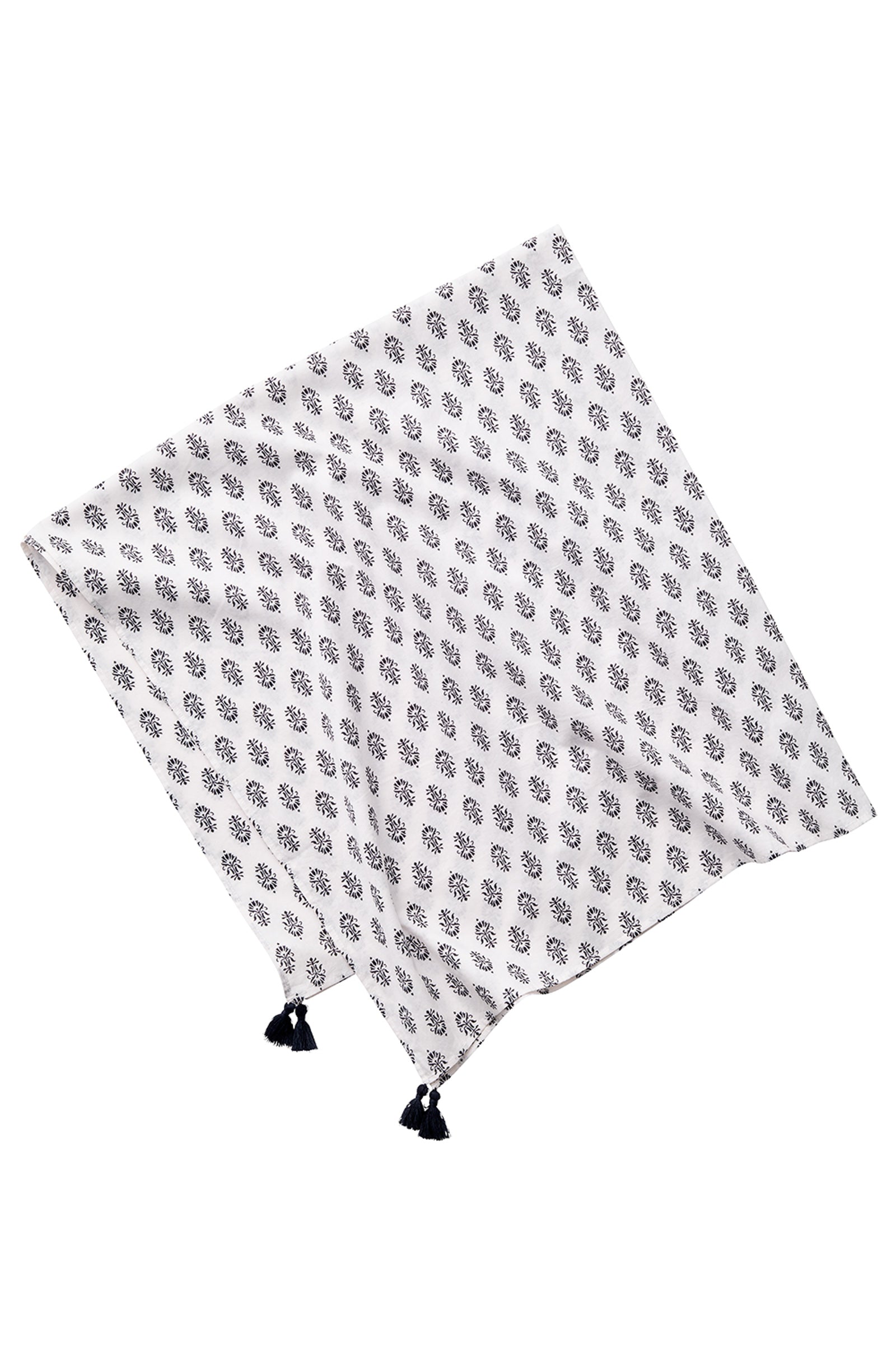 Cotton Square Scarf - Print Black