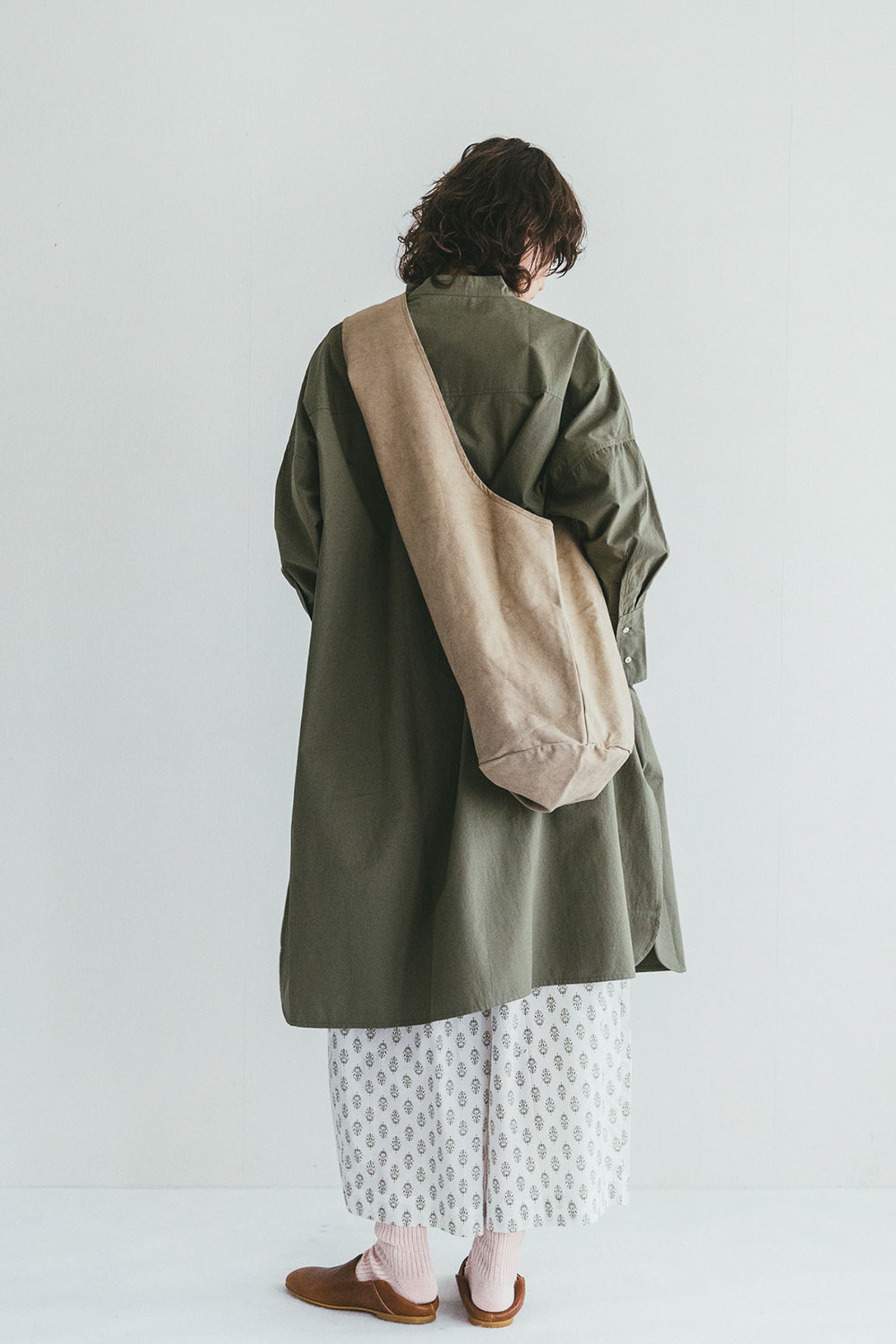 Cotton Canvas Bucket Tote Bag - Beige