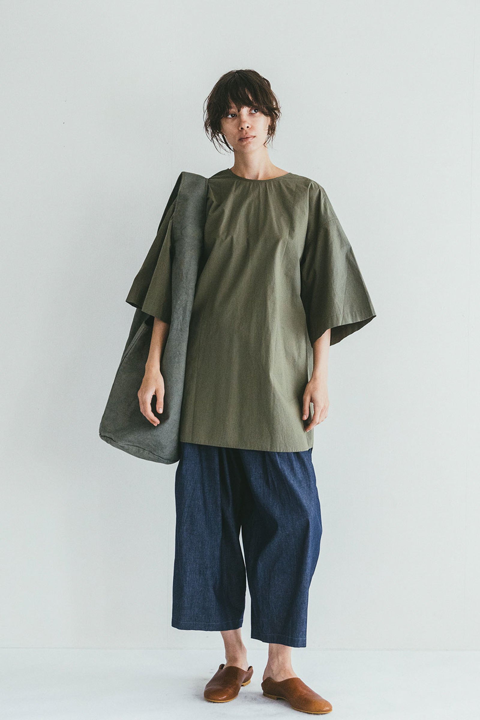 Cotton Canvas Bucket Tote Bag - Sage Green