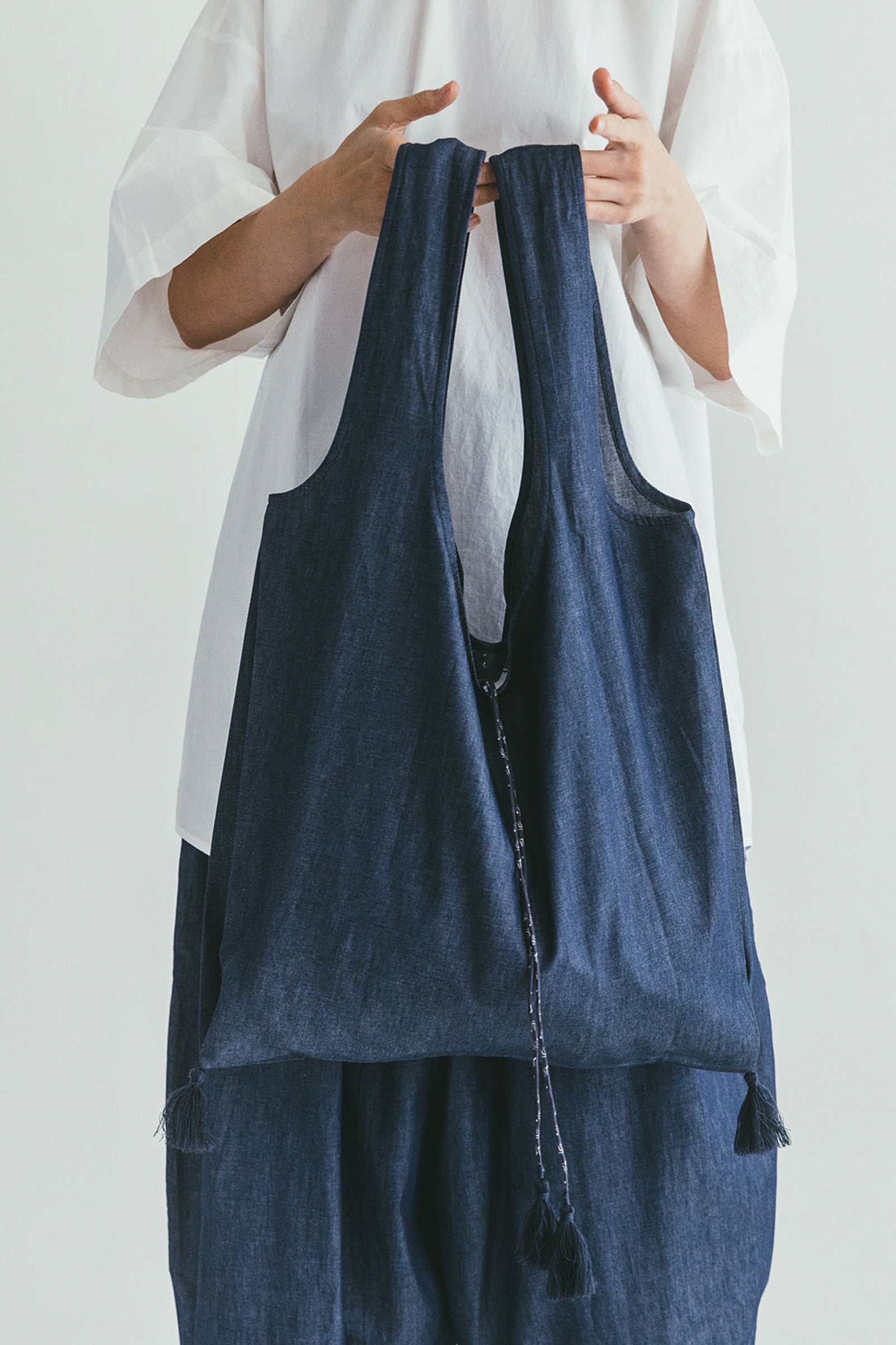 Lightweight Denim Tote bag with Tassels