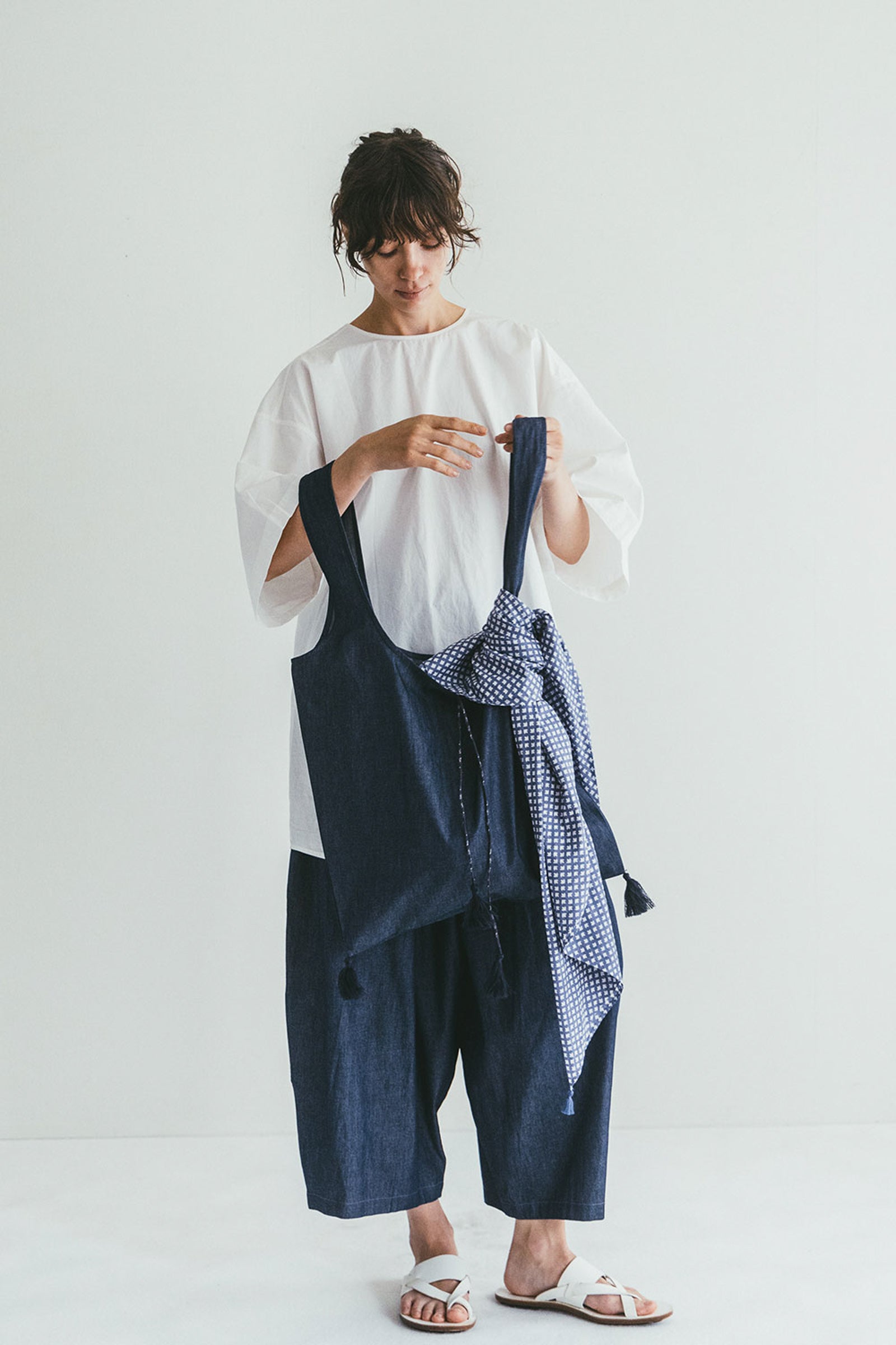 Lightweight Denim Tote bag with Tassels