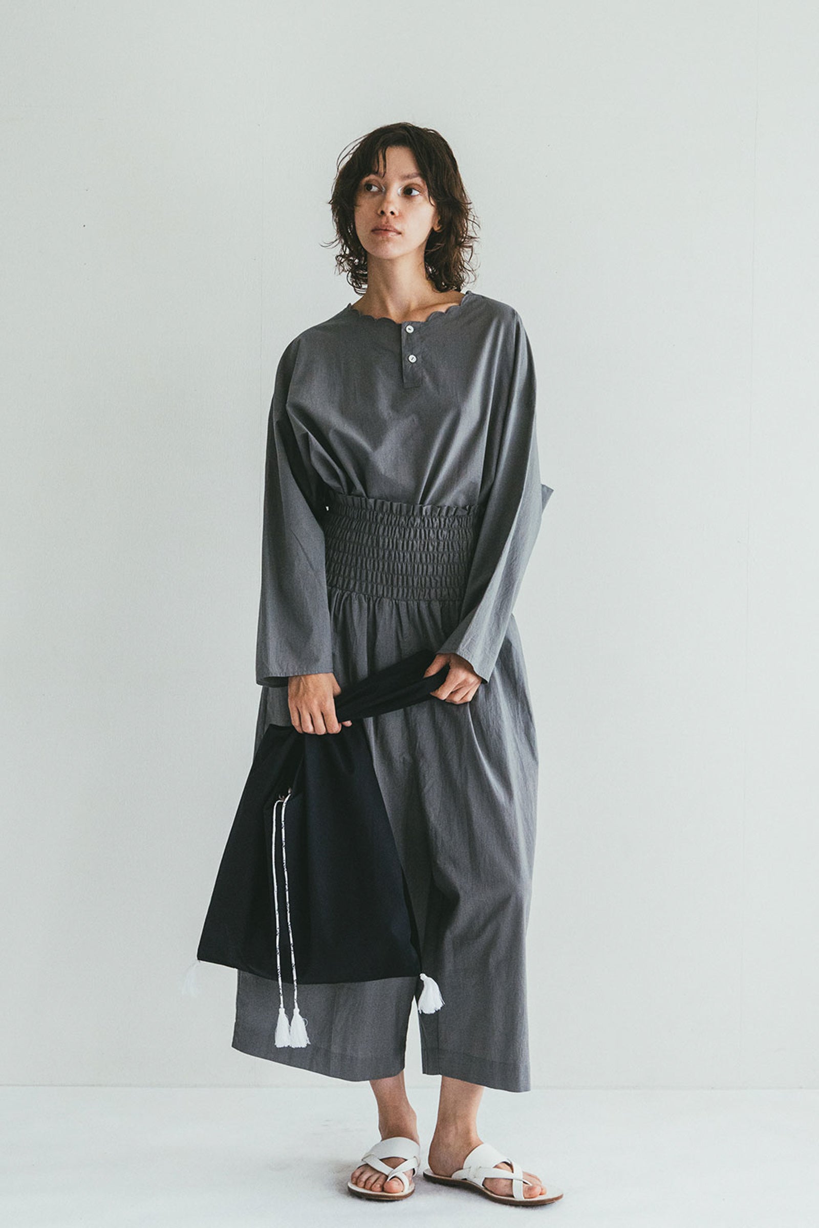 Lightweight Cotton Tote bag with Tassels - Navy