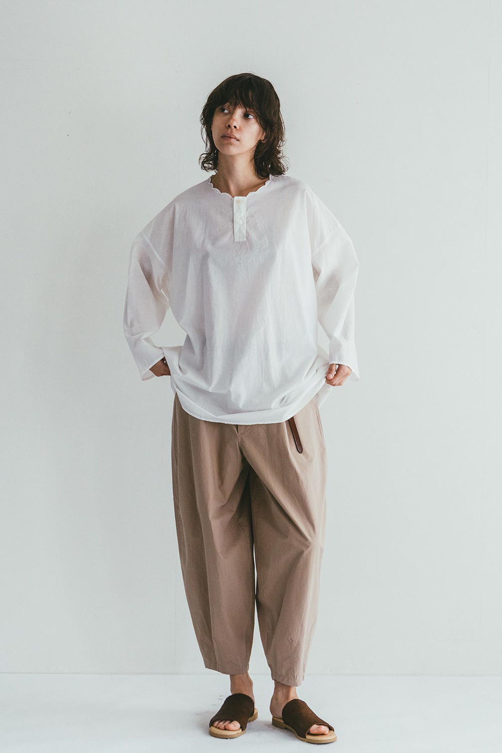 Women Cotton Relaxed Pants - Beige
