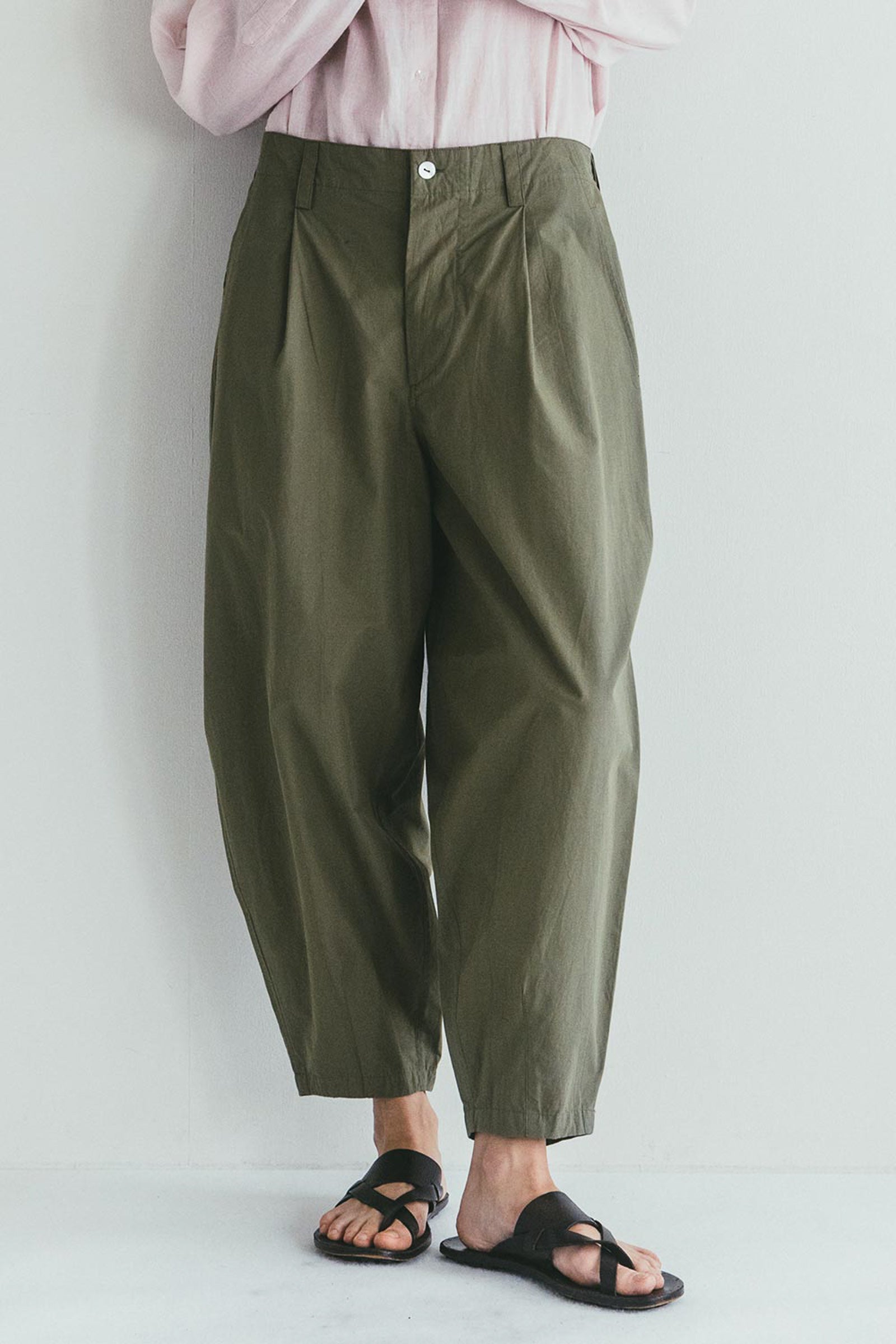 Women Cotton Relaxed Pants - Sage Green