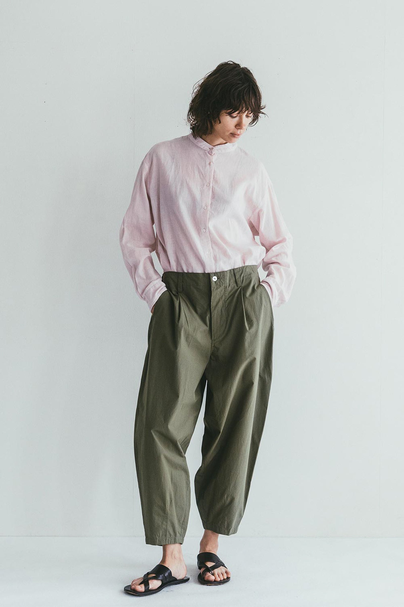 Women Cotton Relaxed Pants - Sage Green
