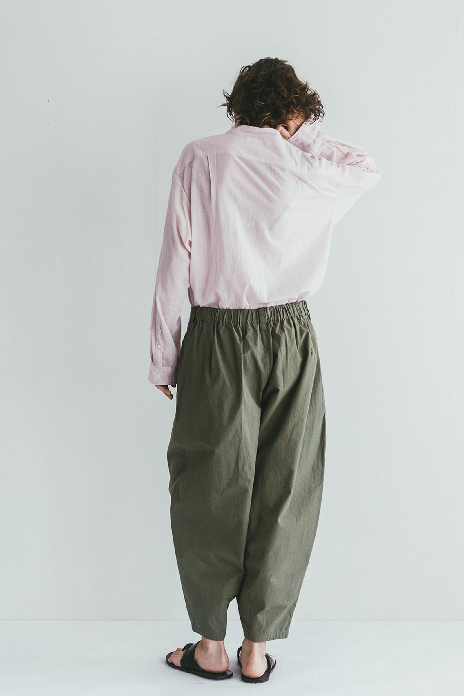 Women Cotton Relaxed Pants - Sage Green
