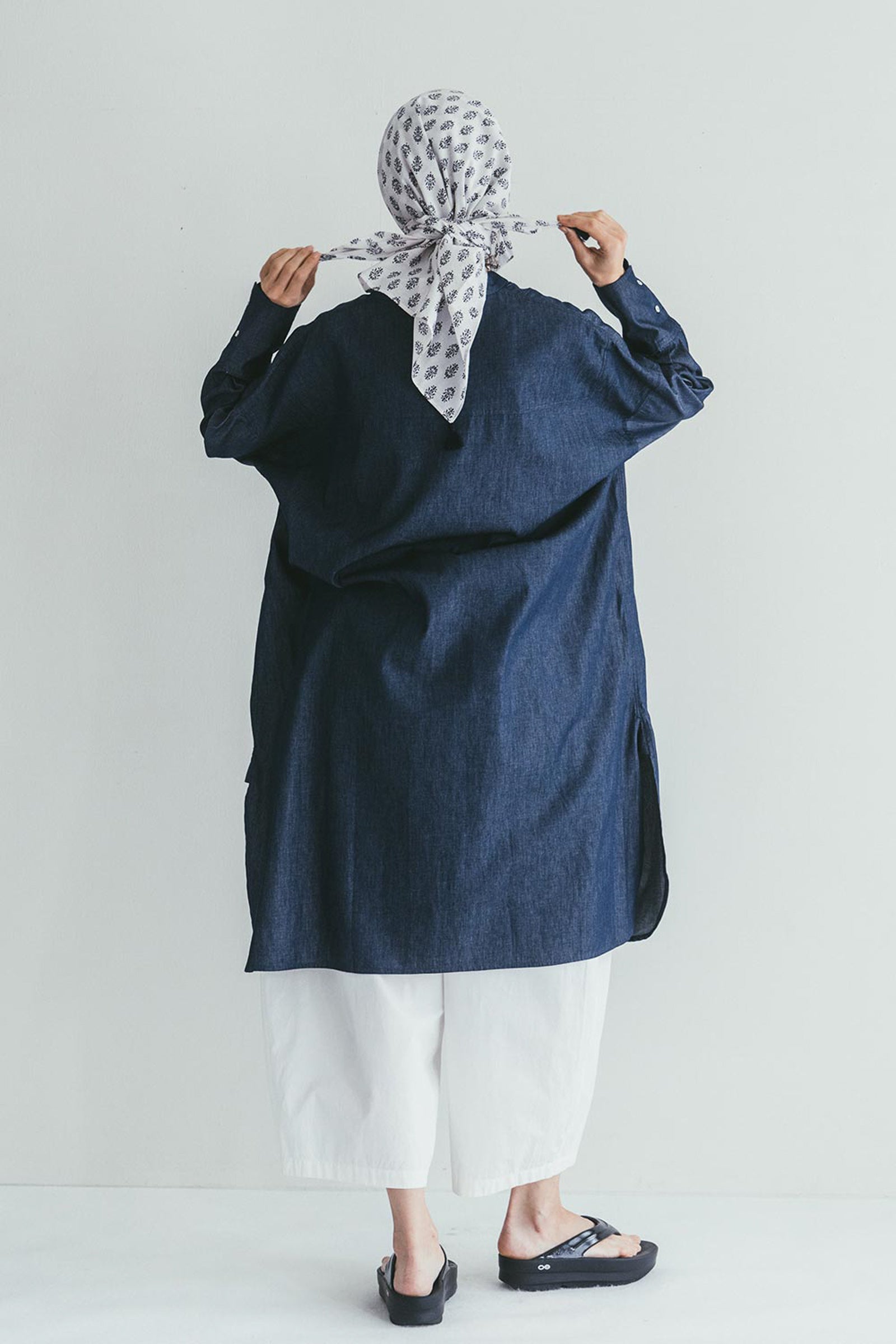 Women Long Sleeve Box Dress - Denim