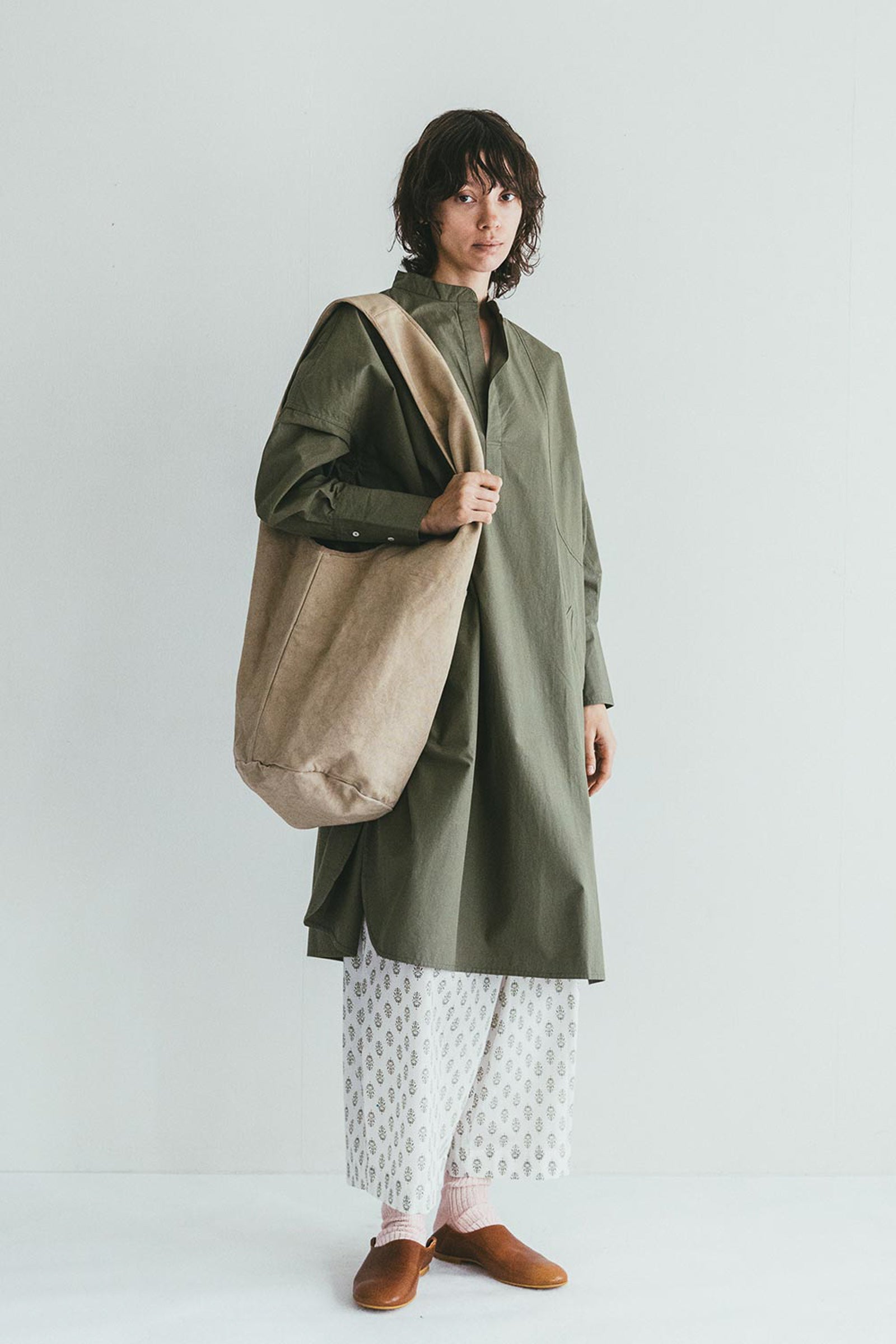 Women Long Sleeve Box Dress - Sage Green