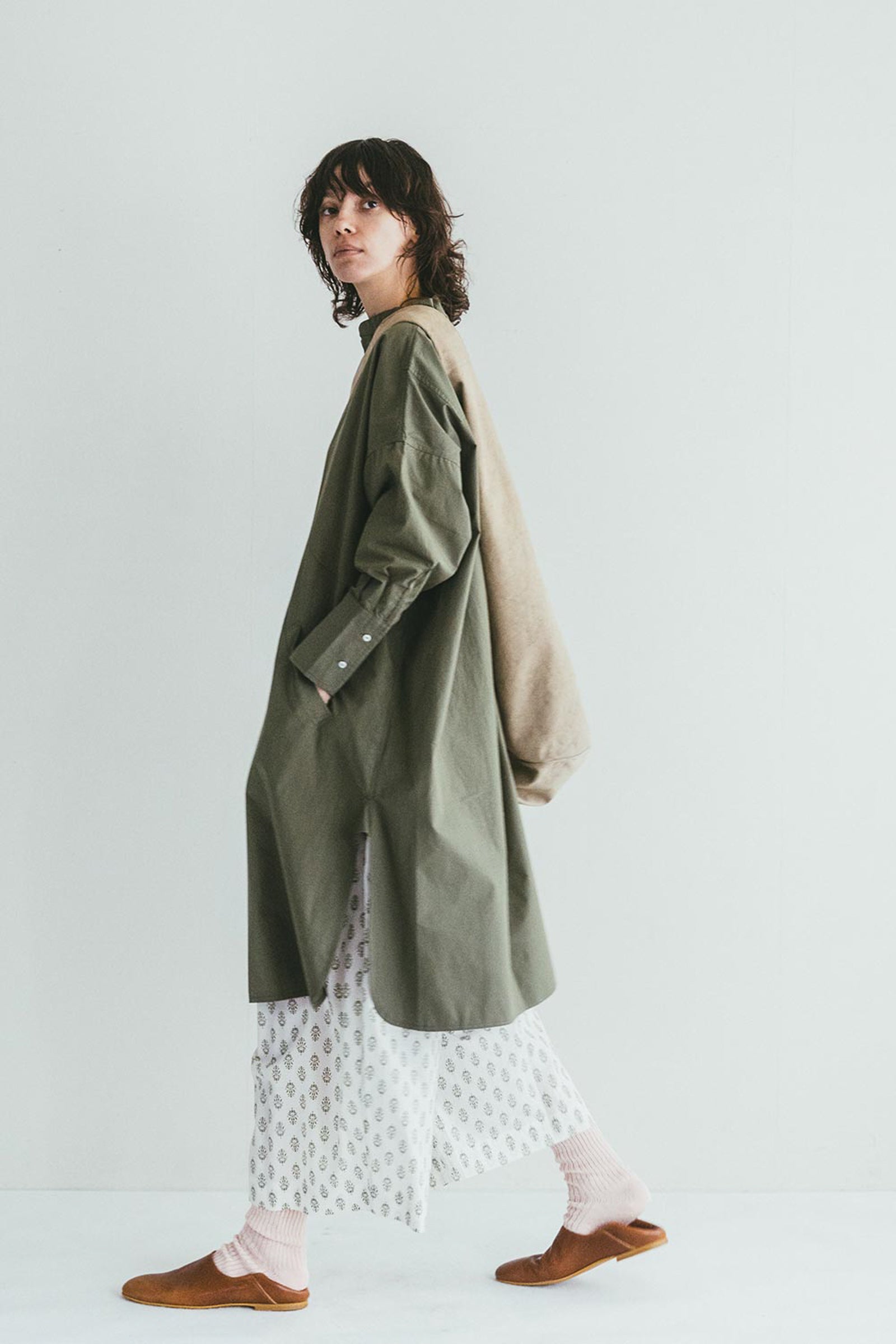 Women Long Sleeve Box Dress - Sage Green