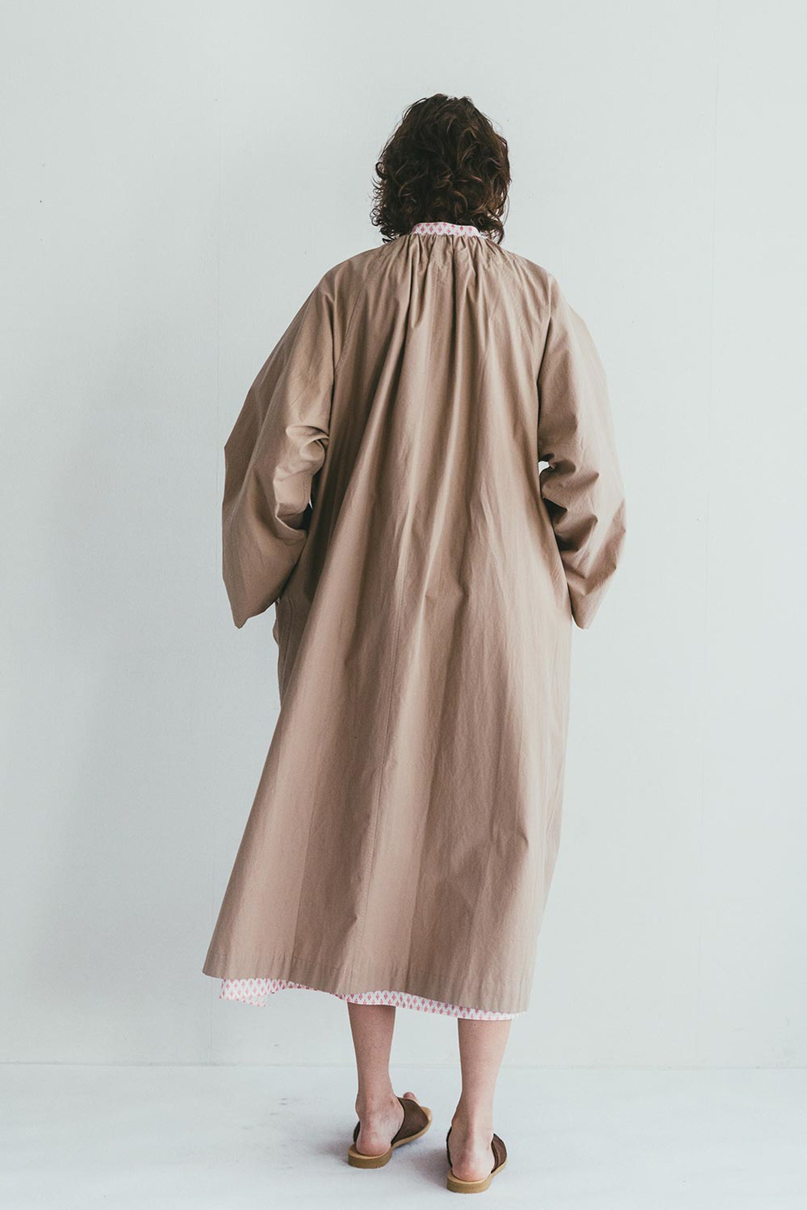 Oversized Round Collar Long Spring Coat - Beige