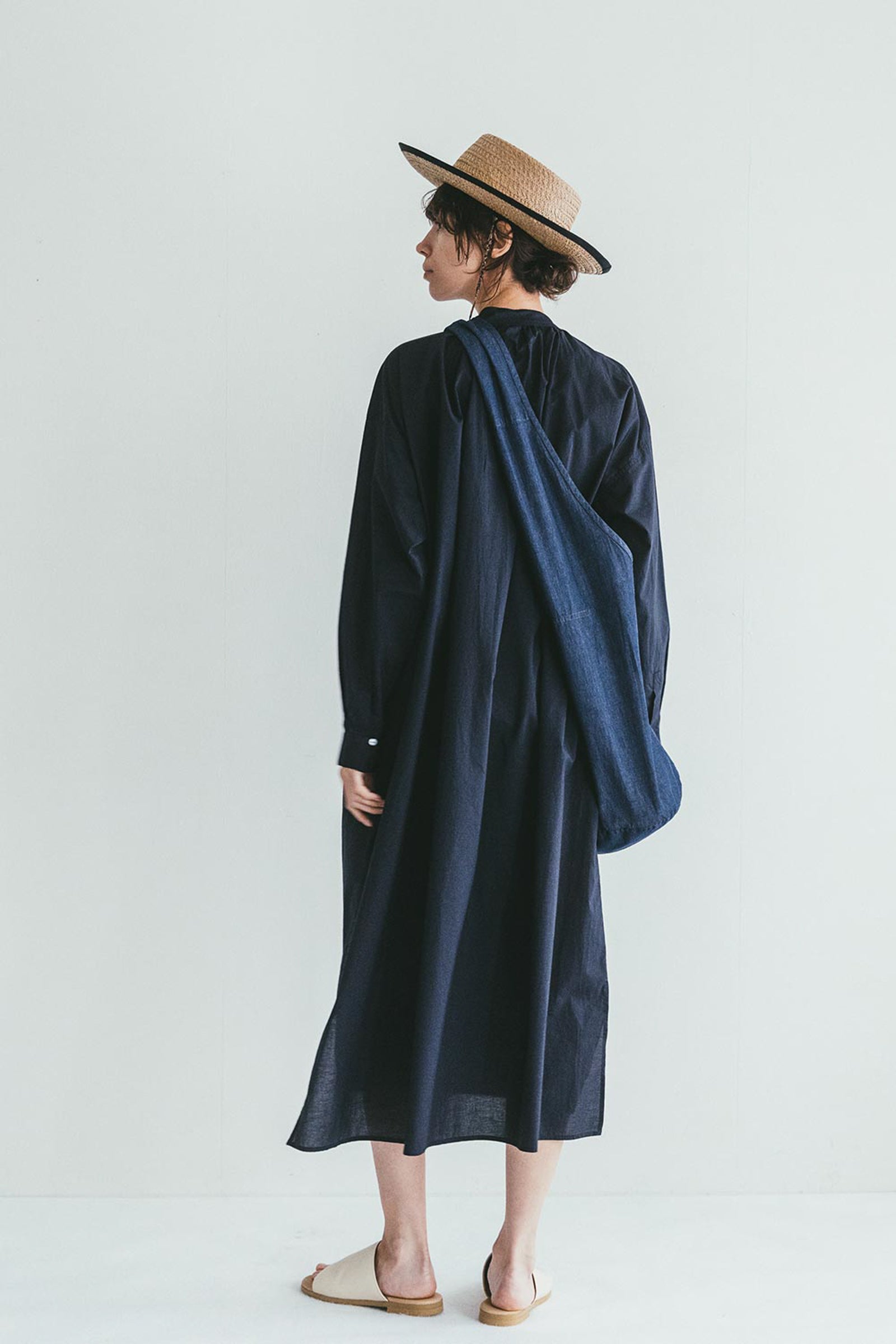 Women Round Collar Summer Dress - Ink Navy