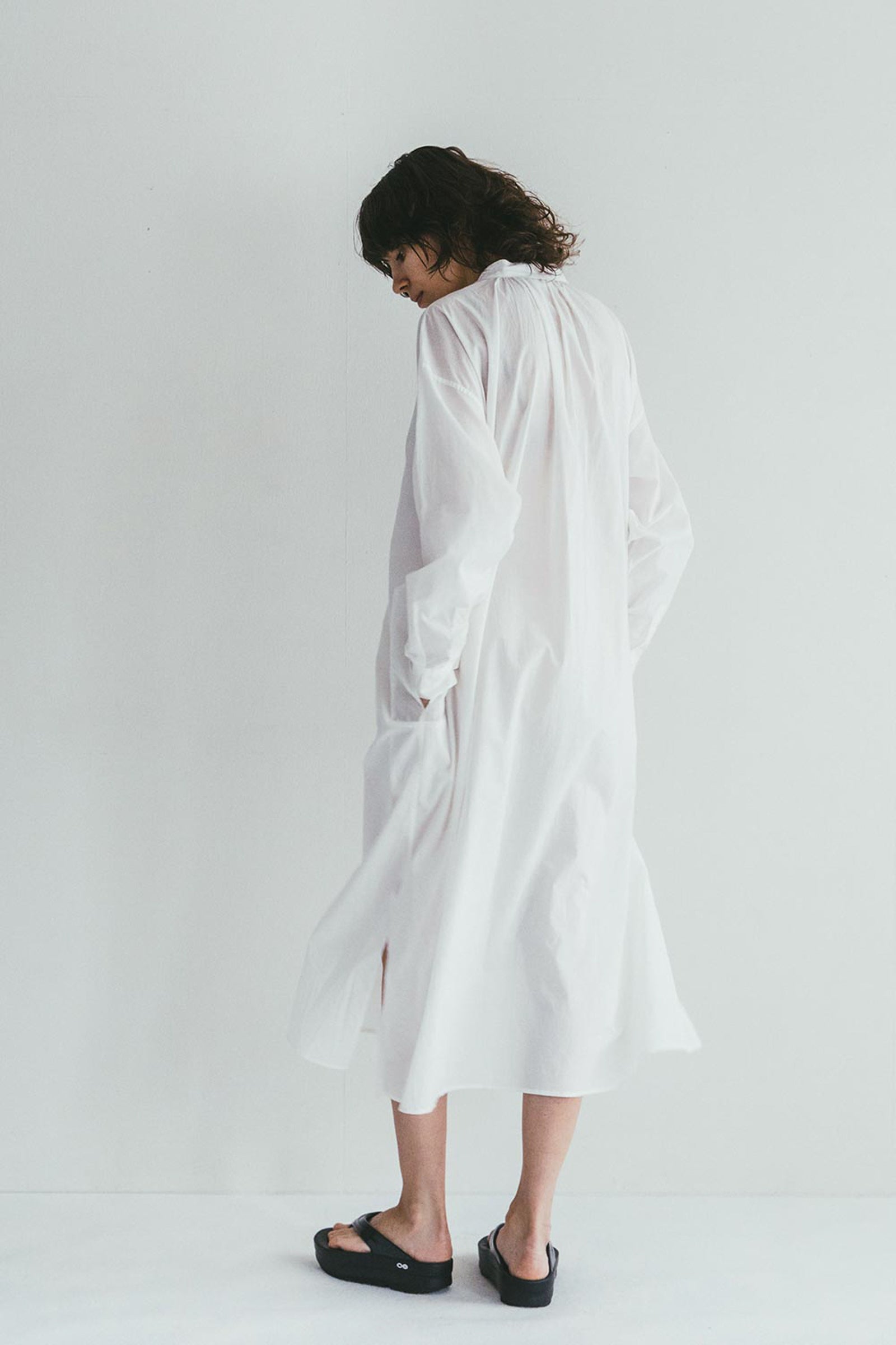 Women Round Collar Summer Dress - Off White