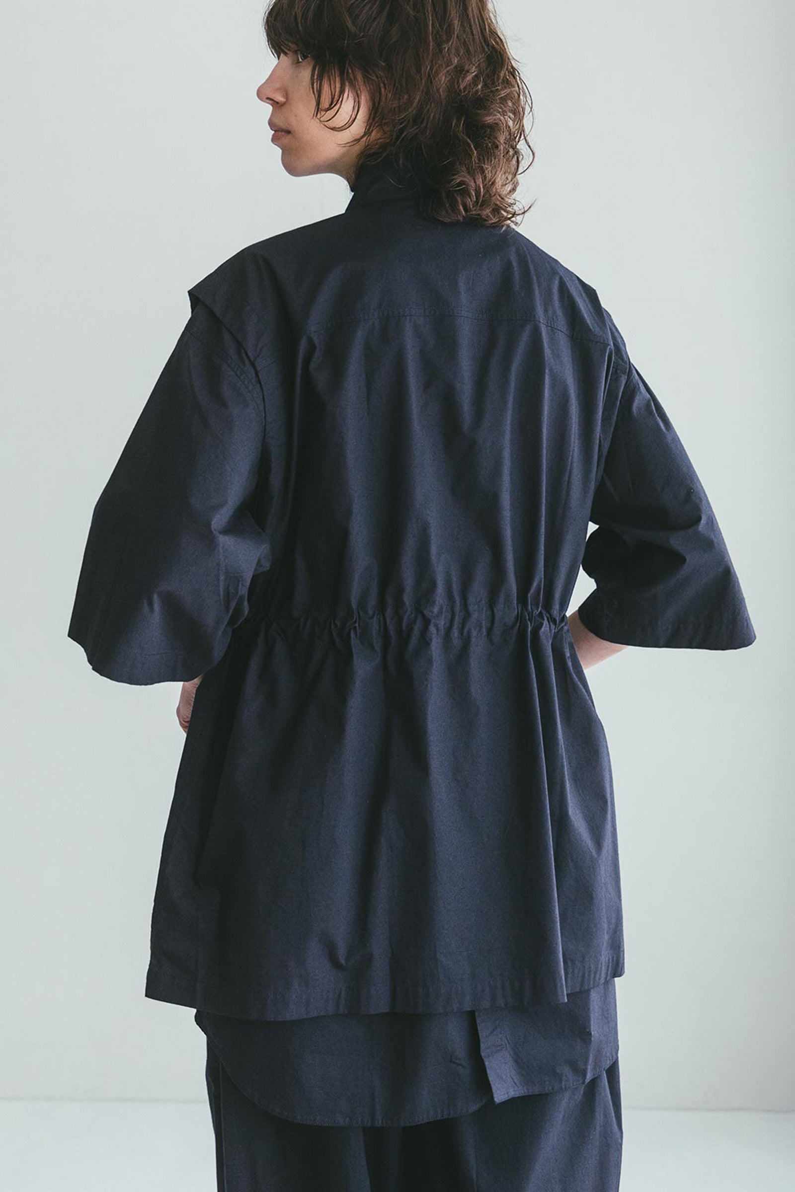 Women Sleveless Buttoned Cotton Vest - Navy