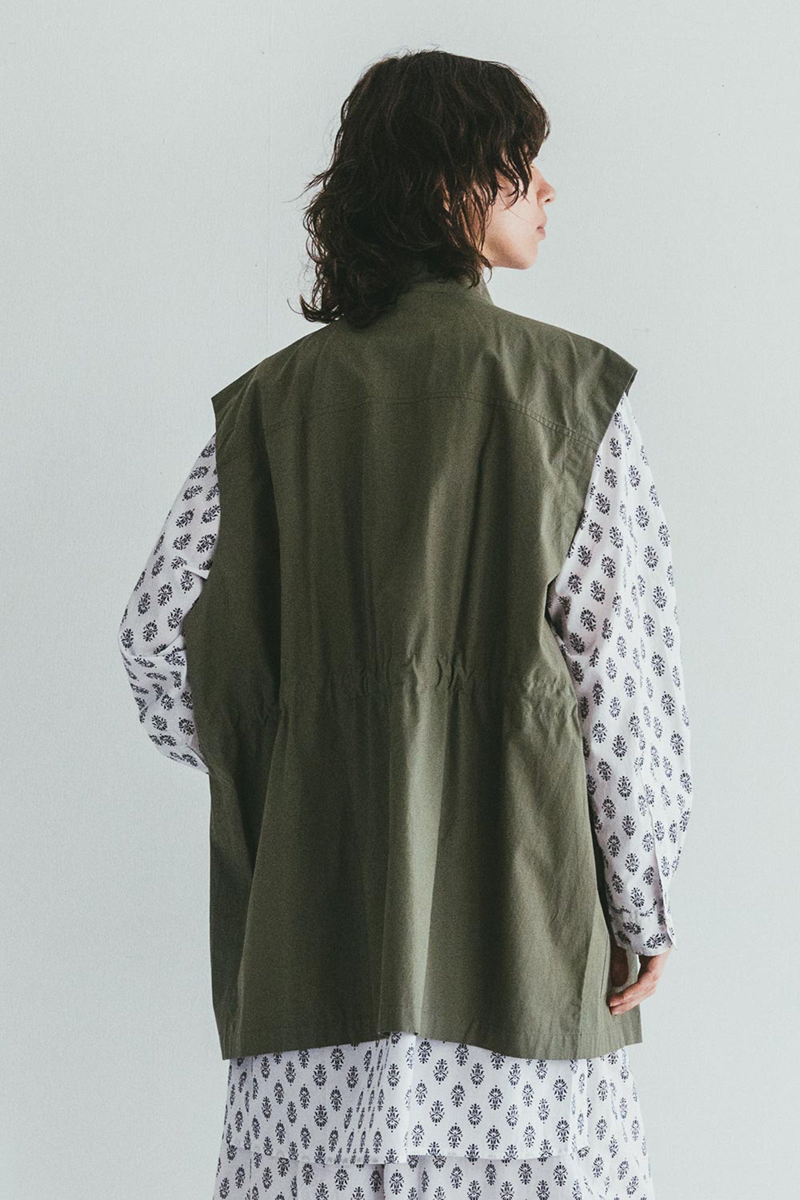 Women Sleveless Buttoned Cotton Vest - Sage Green