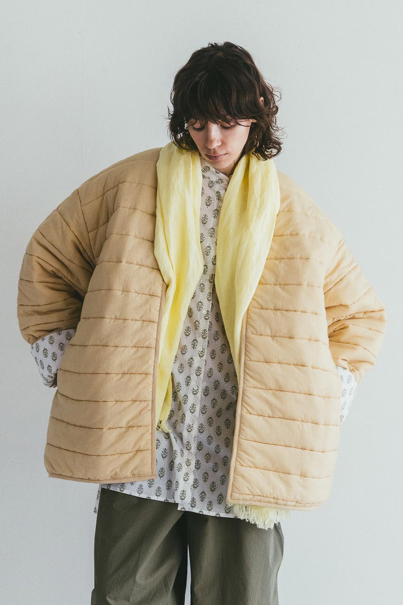 Relaxed Women Quilted Reversible Spring Jacket - Beige