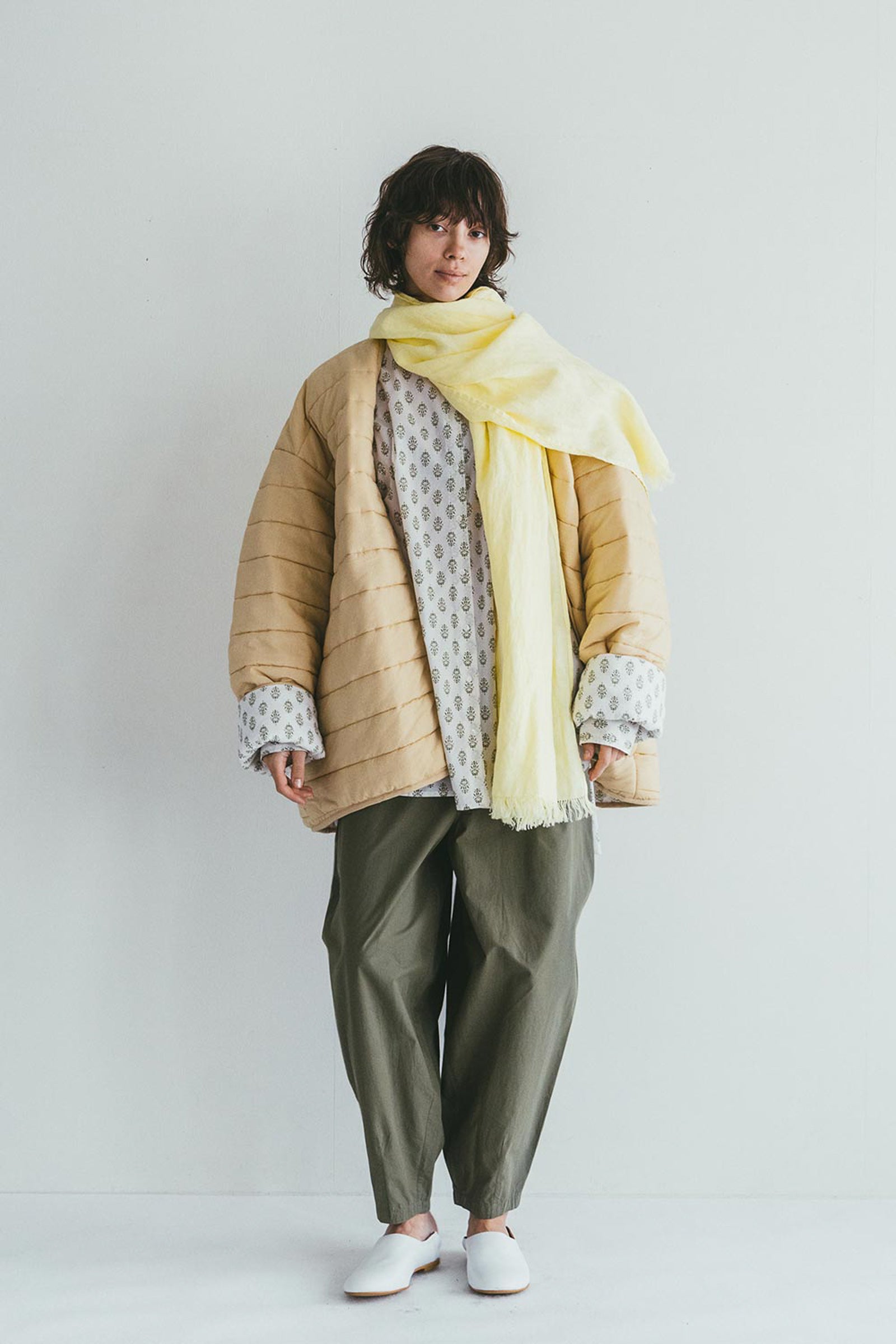 Relaxed Women Quilted Reversible Spring Jacket - Beige