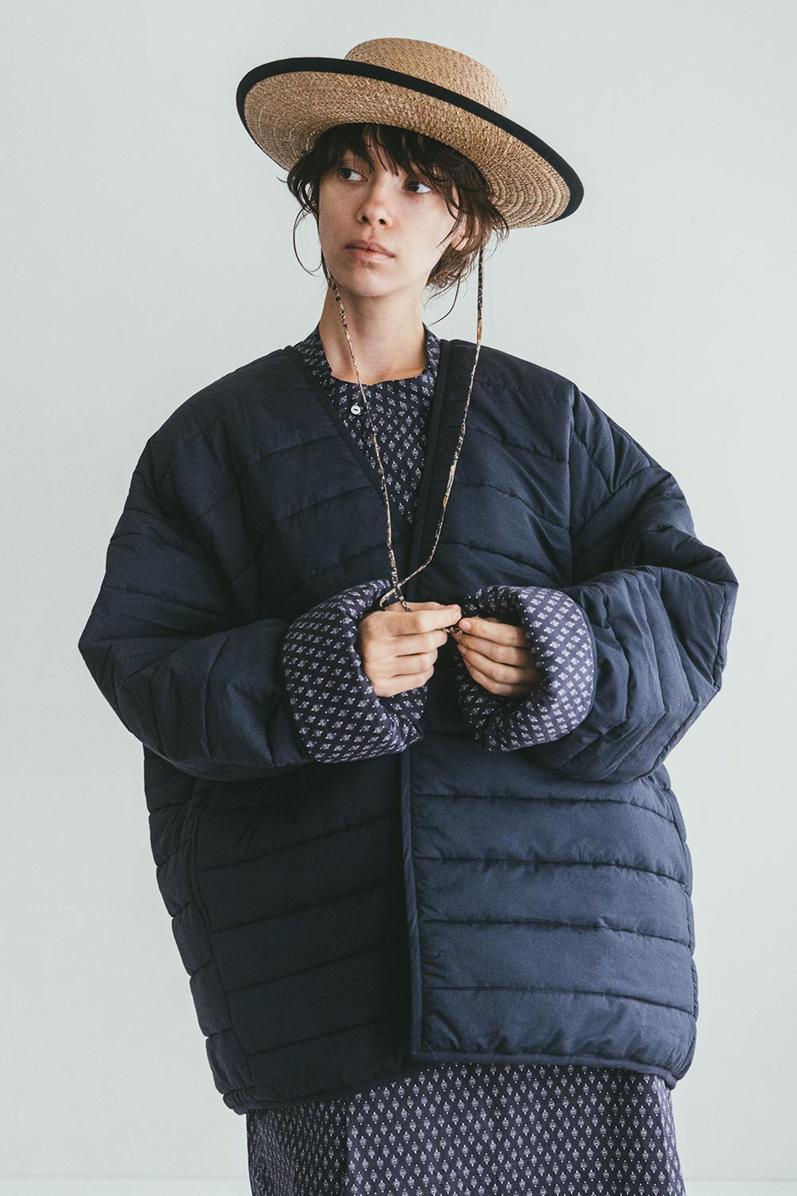 Relaxed Women Quilted Reversible Spring Jacket - Navy