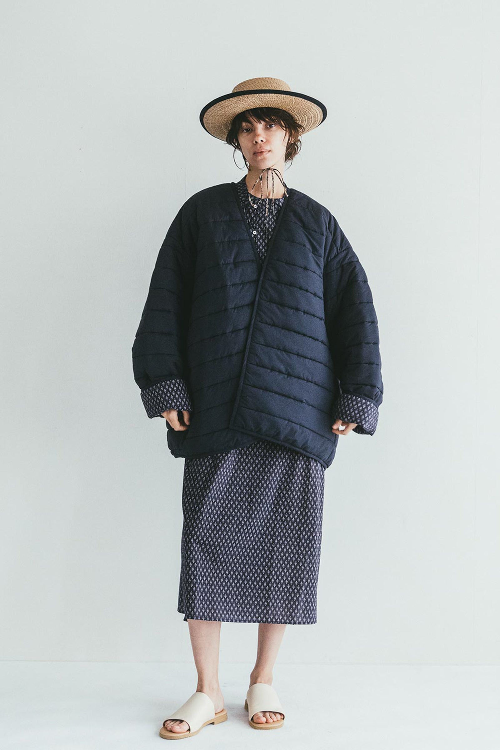 Relaxed Women Quilted Reversible Spring Jacket - Navy