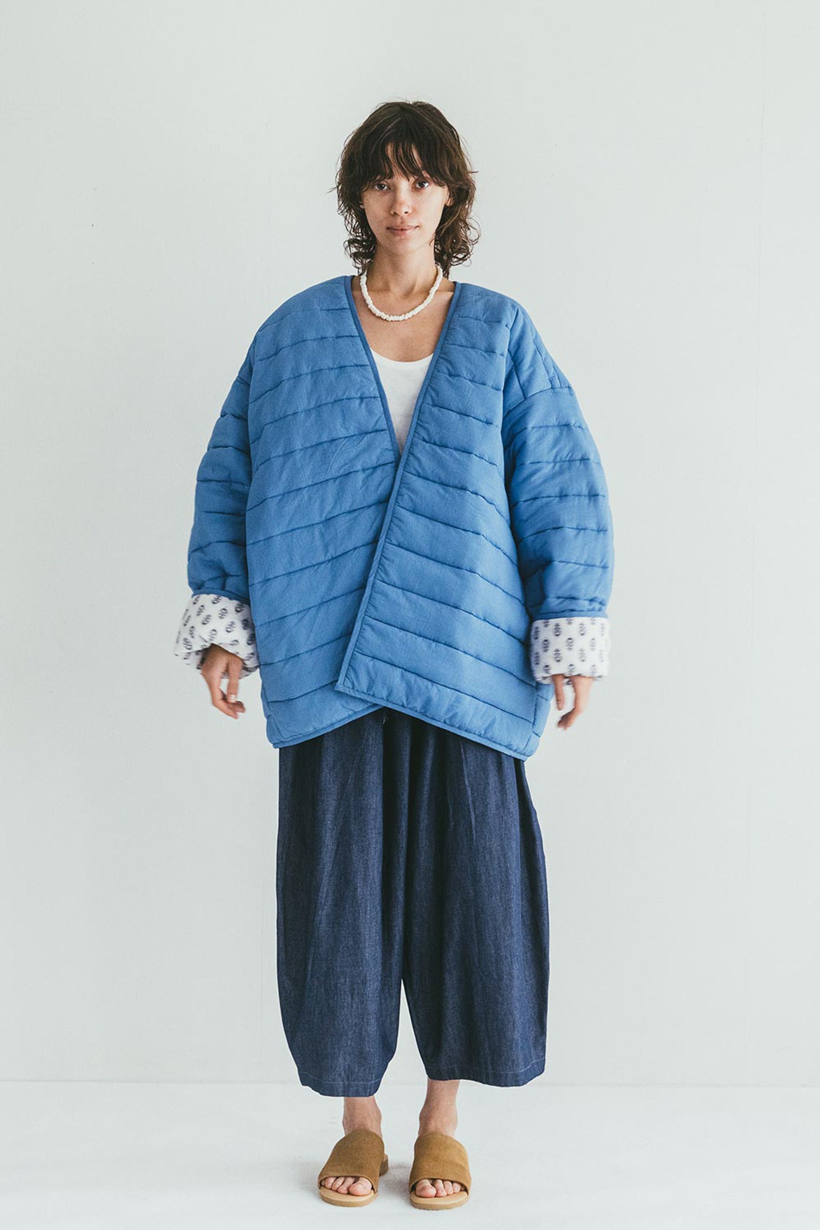 Relaxed Women Quilted Reversible Spring Jacket - Sky Blue