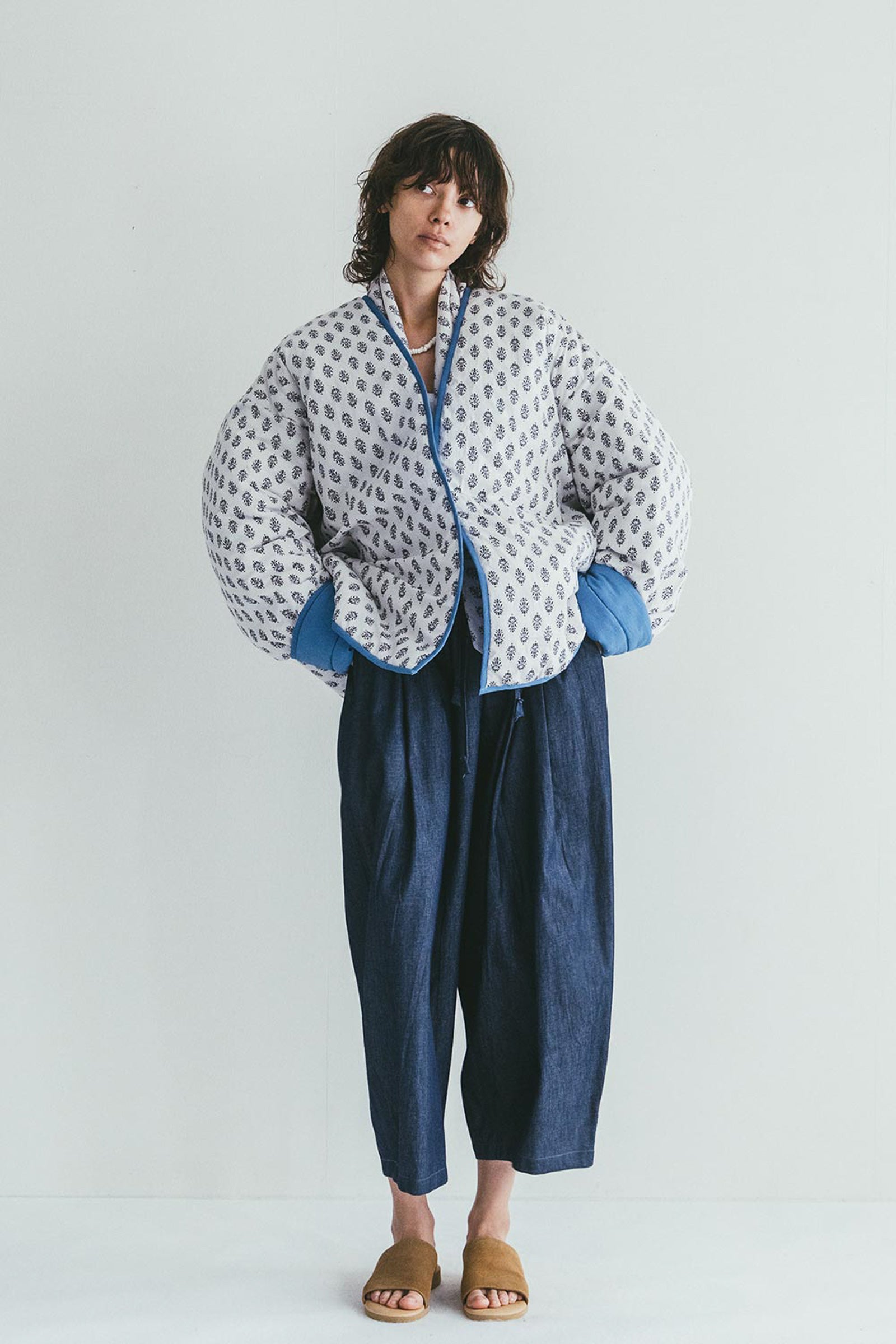 Relaxed Women Quilted Reversible Spring Jacket - Sky Blue