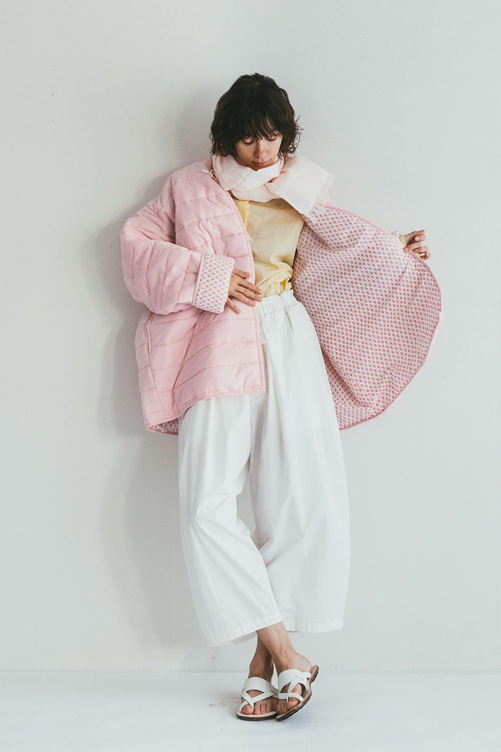 Relaxed Women Quilted Reversible Spring Jacket - Pink