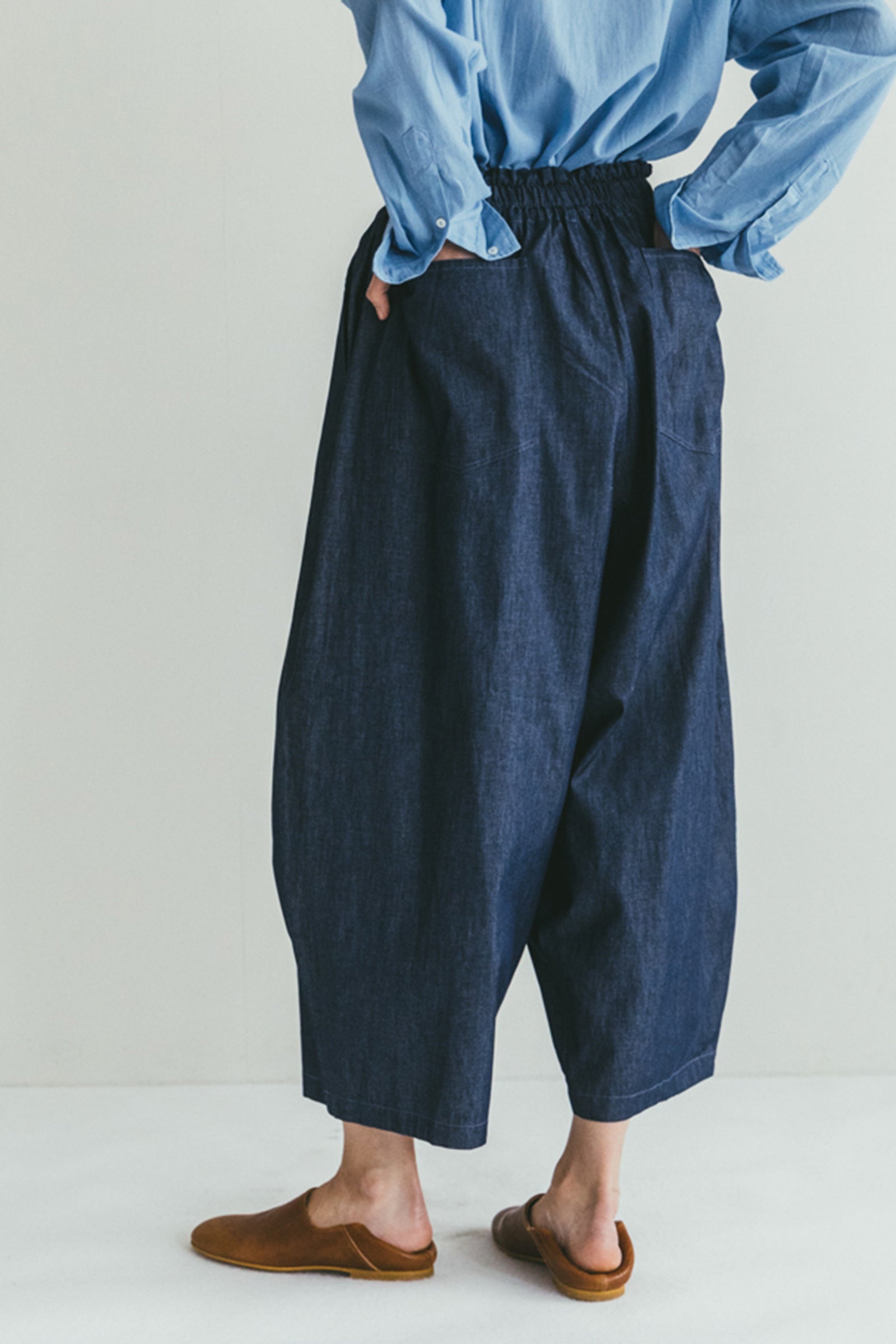 Women High-rise Drawstring Denim Pants