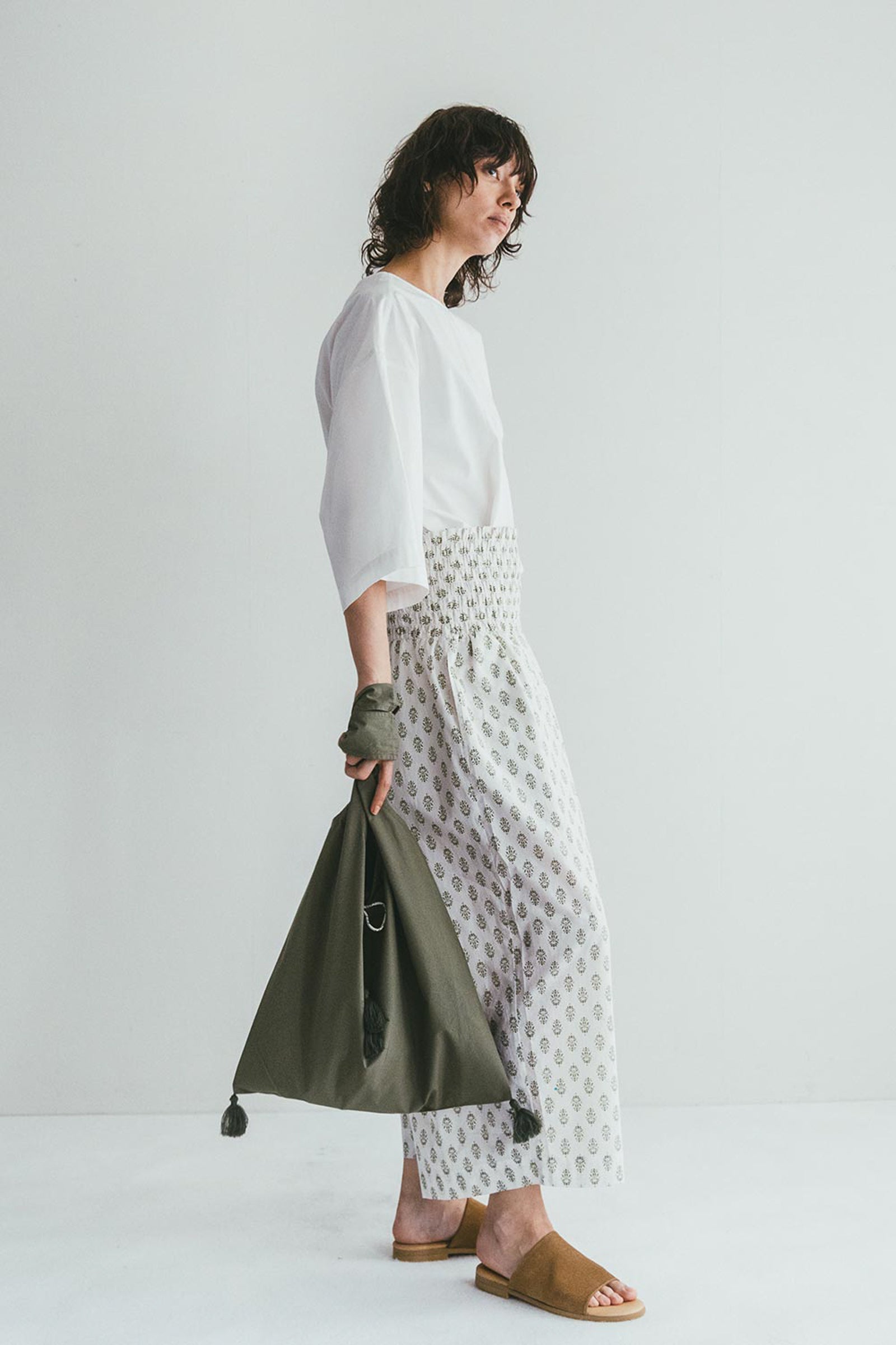 Women Cotton Shiring Pants - Print Sage Green