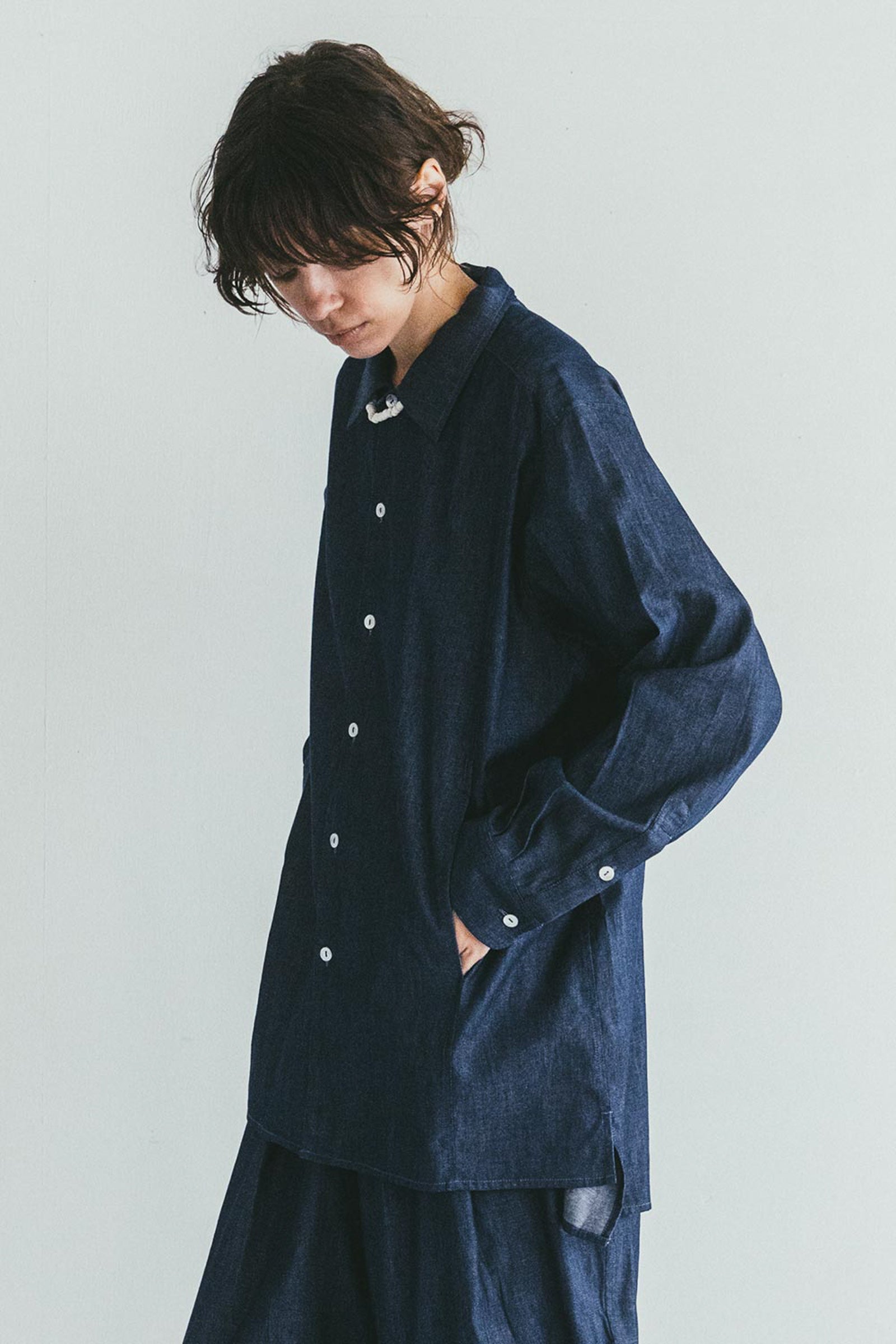 Women Denim Shirt Long Sleeve - Blue