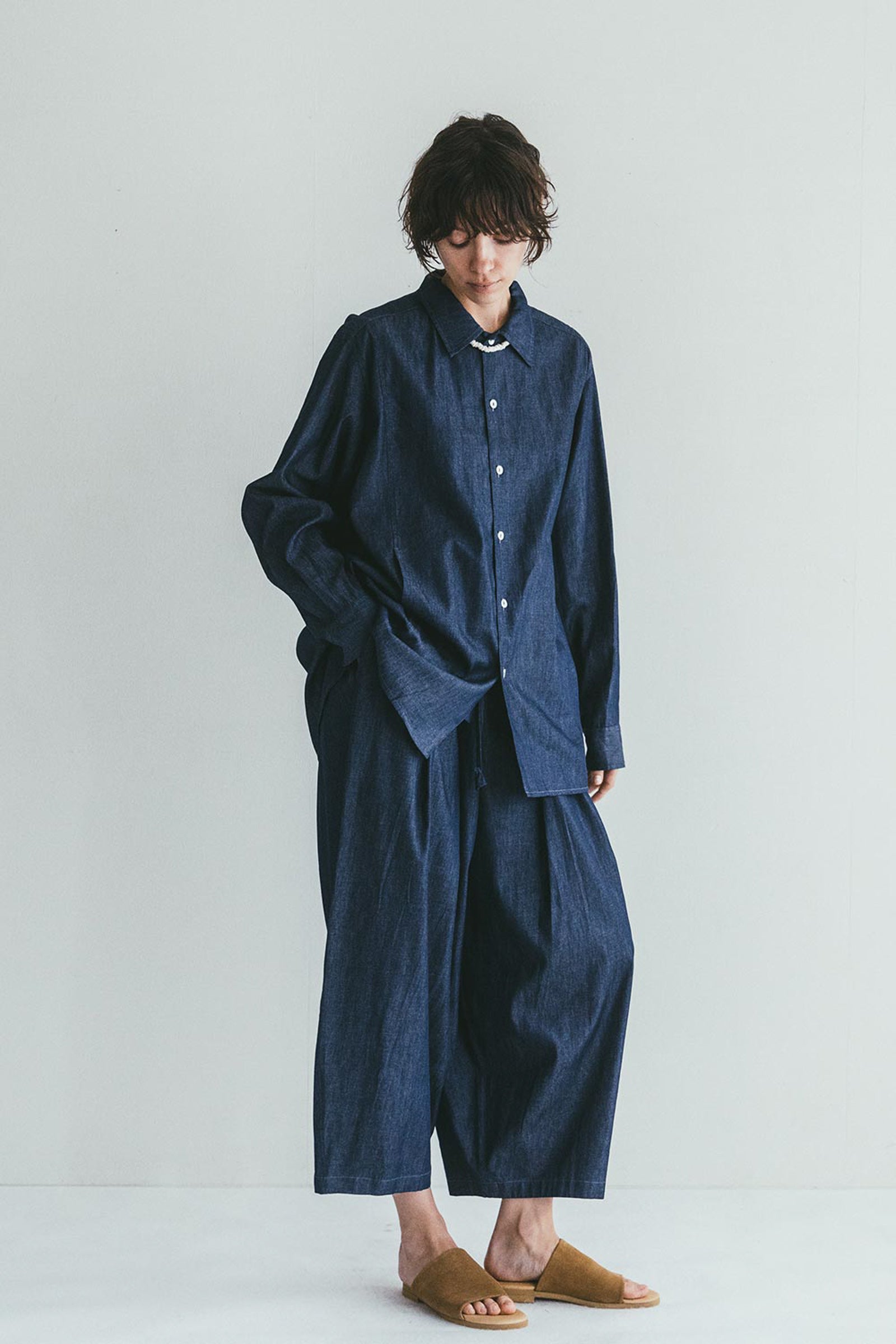 Women Denim Shirt Long Sleeve - Blue