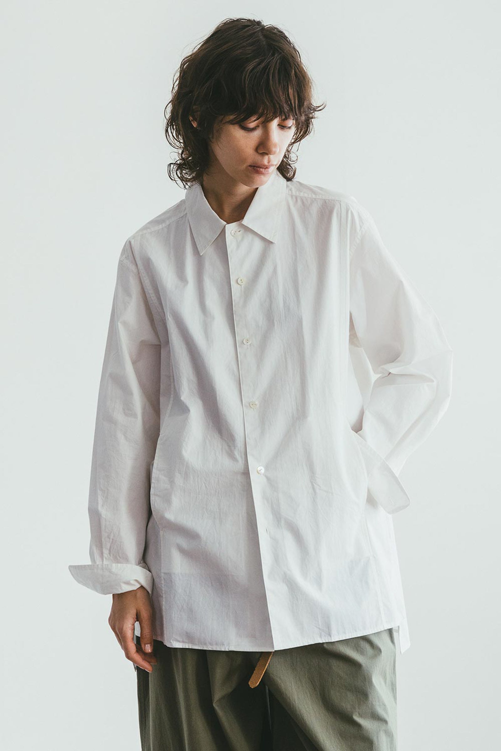 Women Cotton Shirt Long Sleeve - Off White