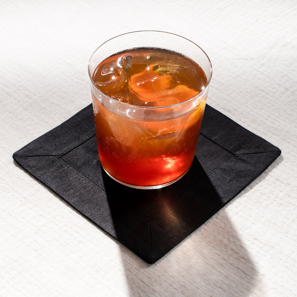 Linen Cocktail Napkins [Black, Set of 4]