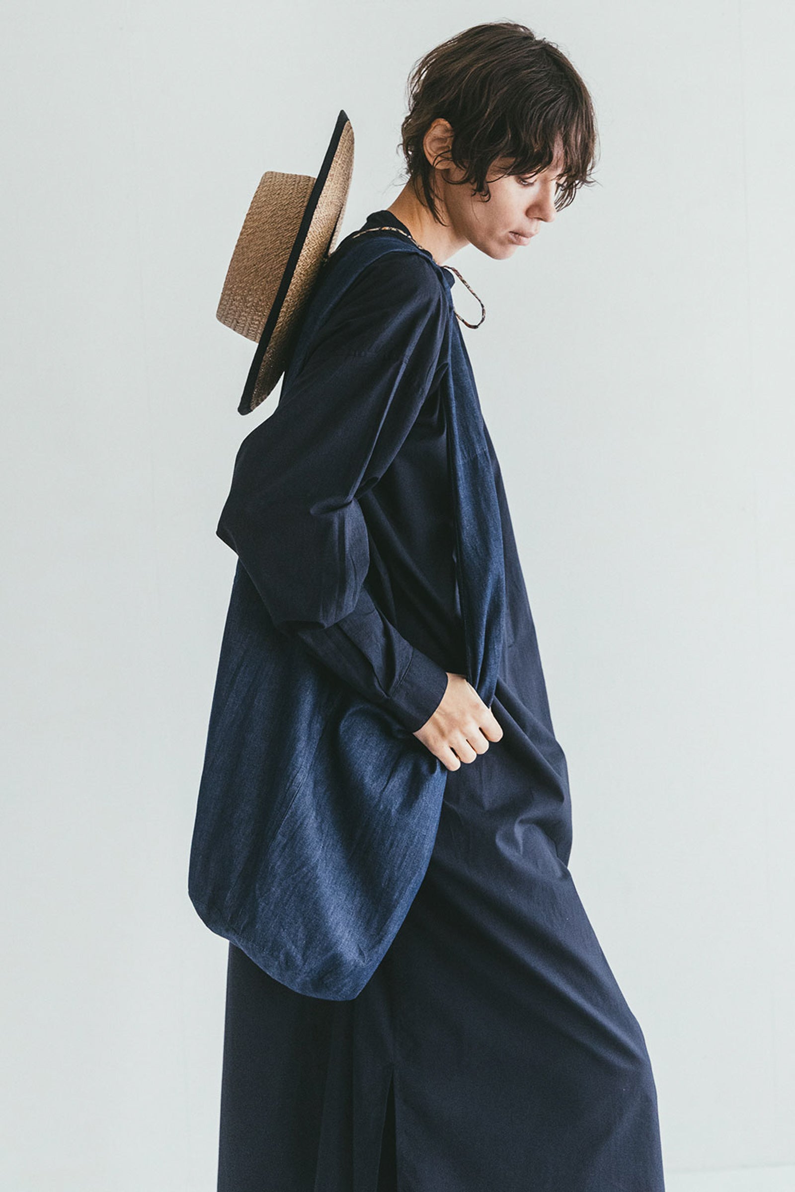 Lightweight Denim Bucket Tote Bag