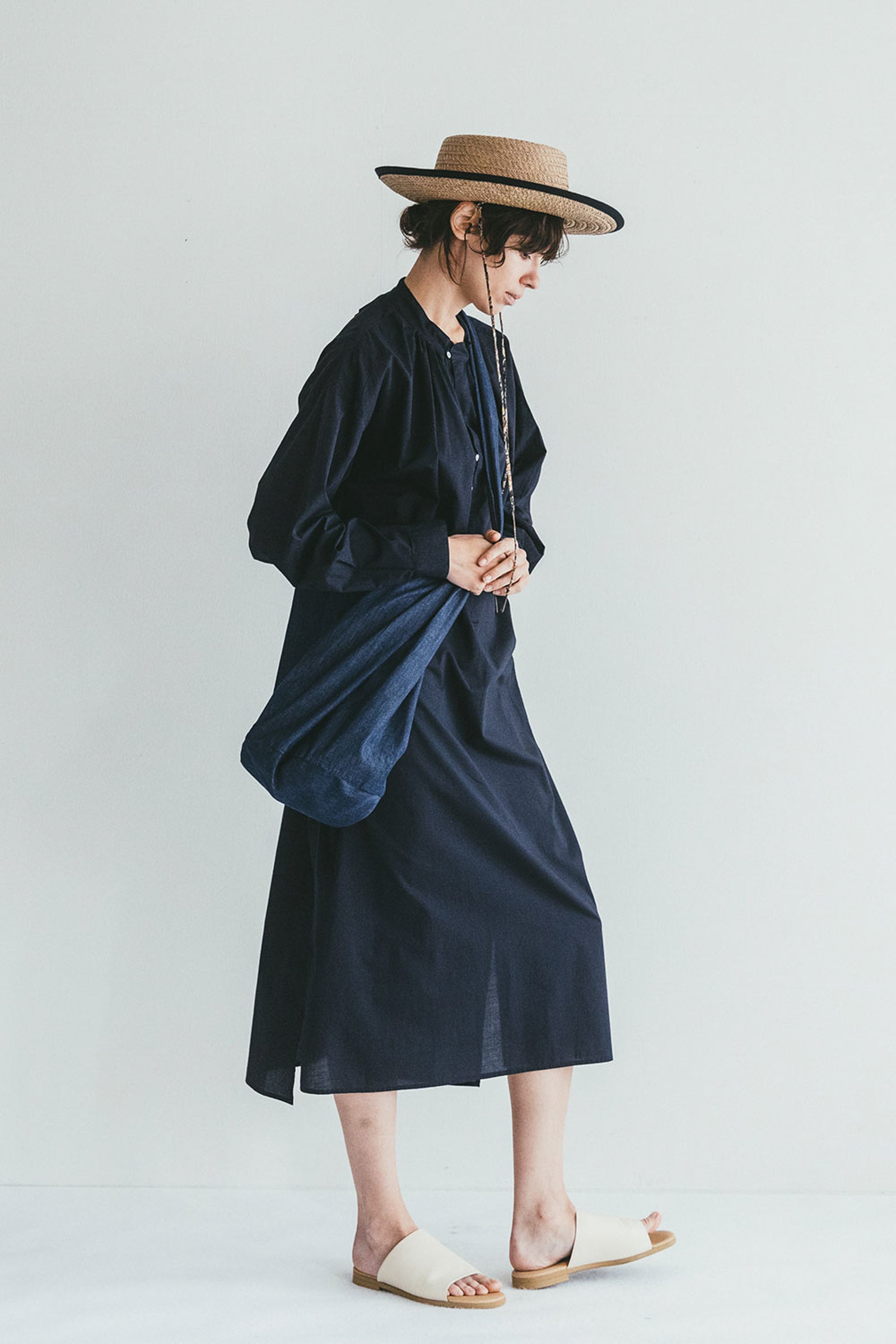 Lightweight Denim Bucket Tote Bag