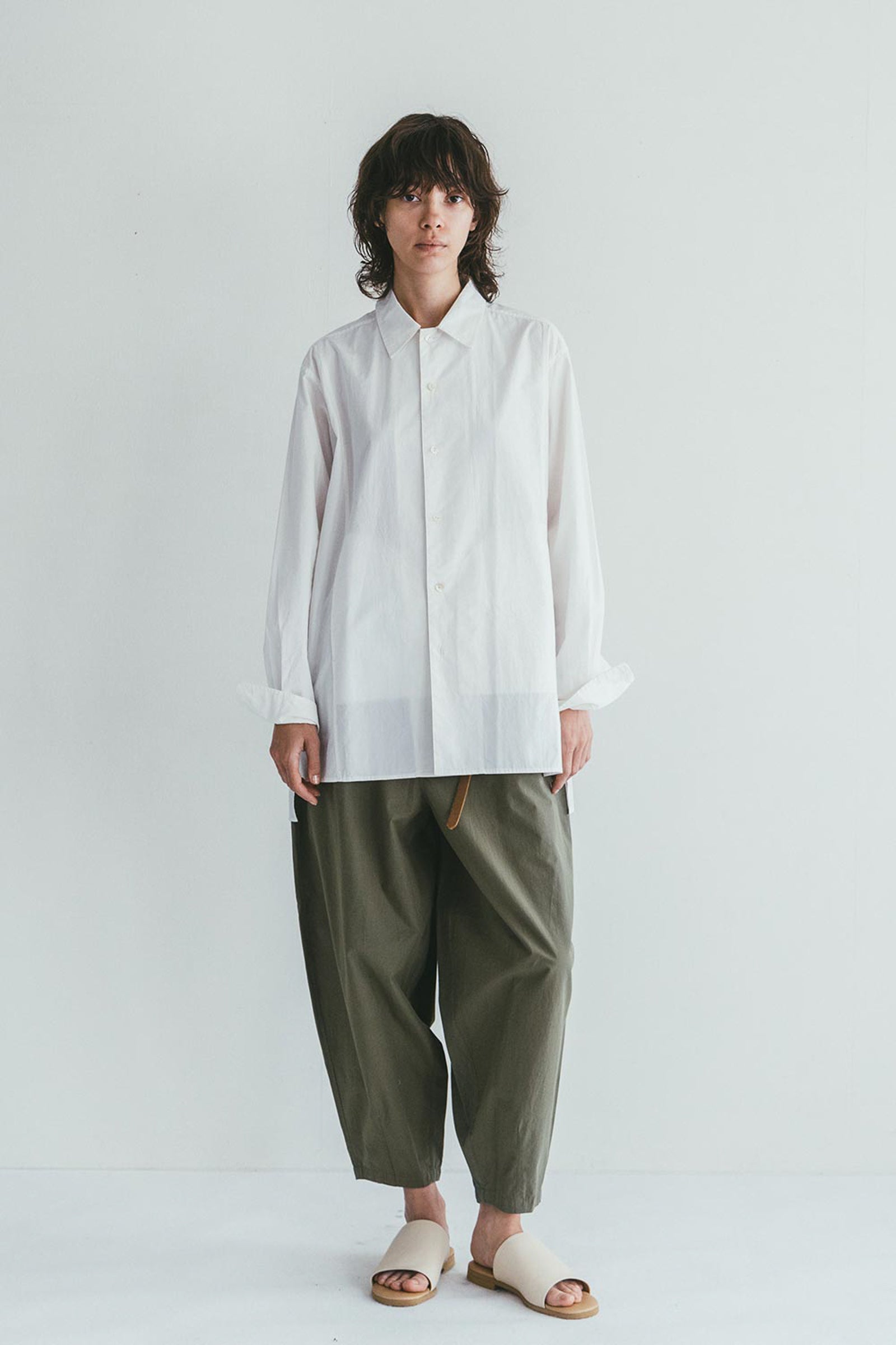 Women Cotton Shirt Long Sleeve - Off White