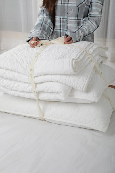 Pearl White- All Weather Organic Quilt Coverlet