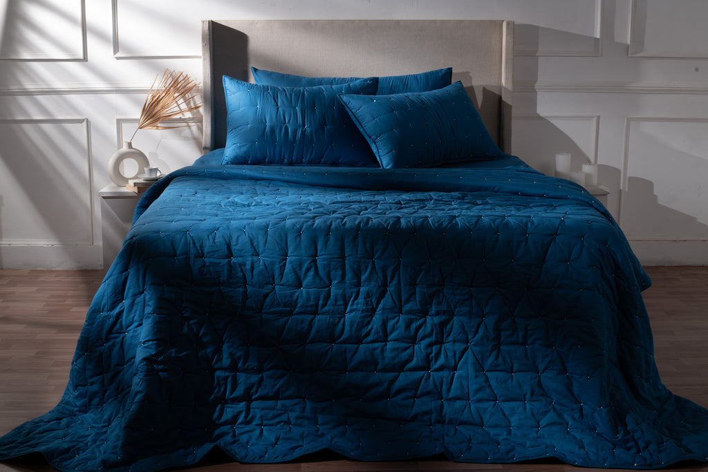 French Knot Organic Cotton Quilts (Blue)