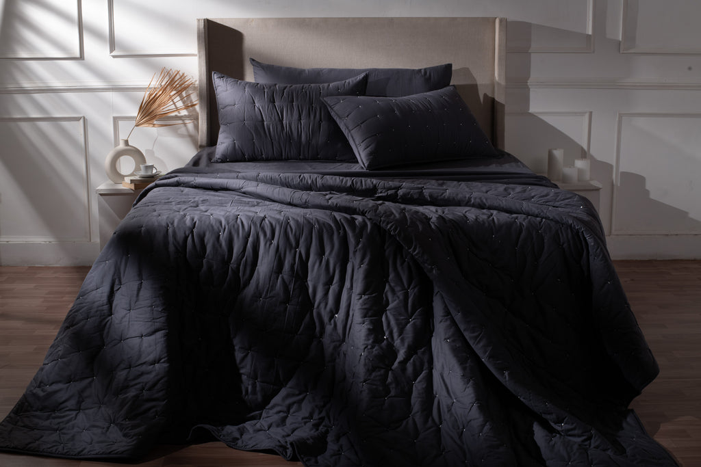 French Knot Organic Cotton Quilts (Charcoal)
